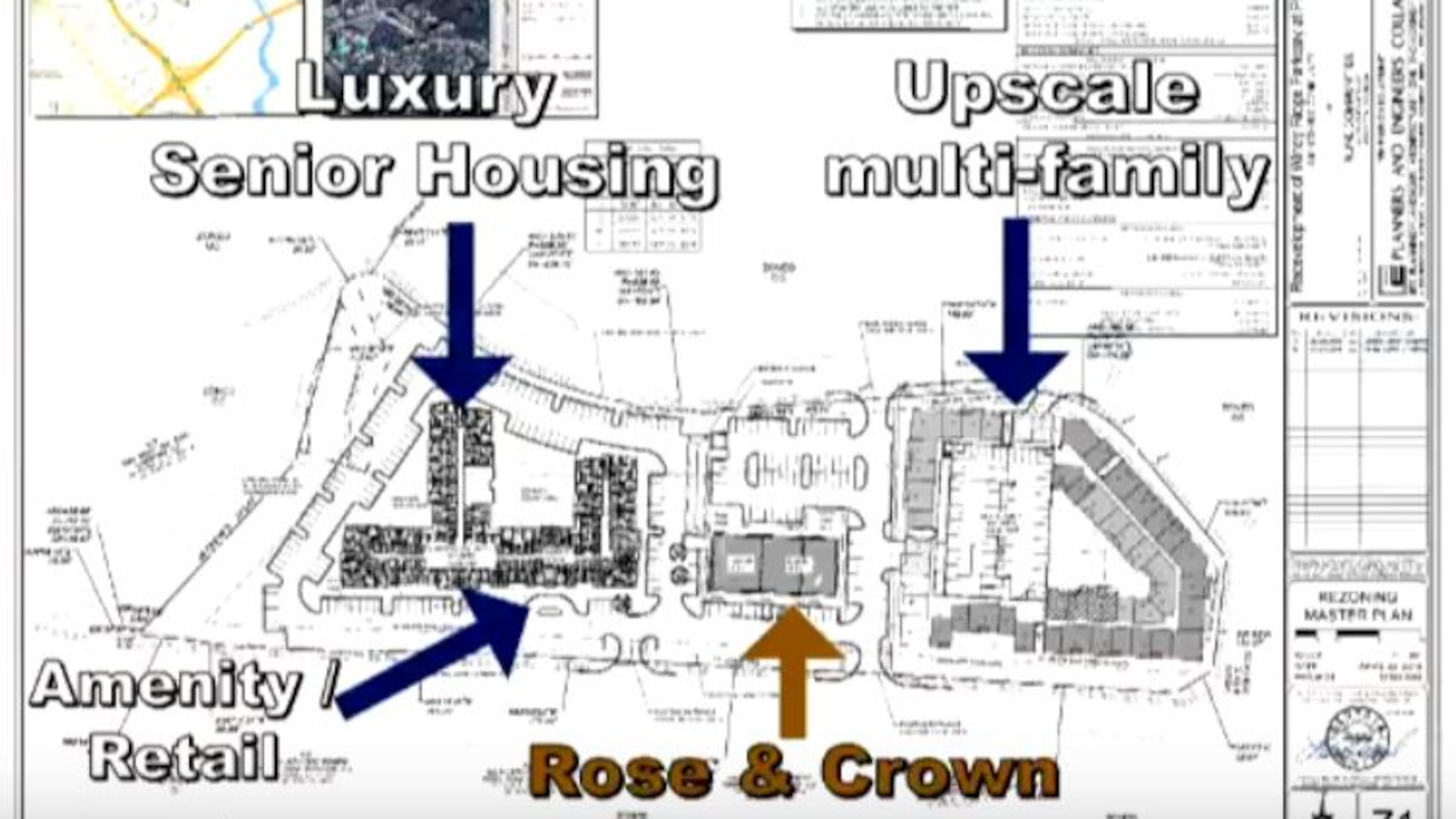 Developer Greystar won approval for about 450 luxury apartments built around the Rose & Crown Tavern (Courtesy of Cobb County)