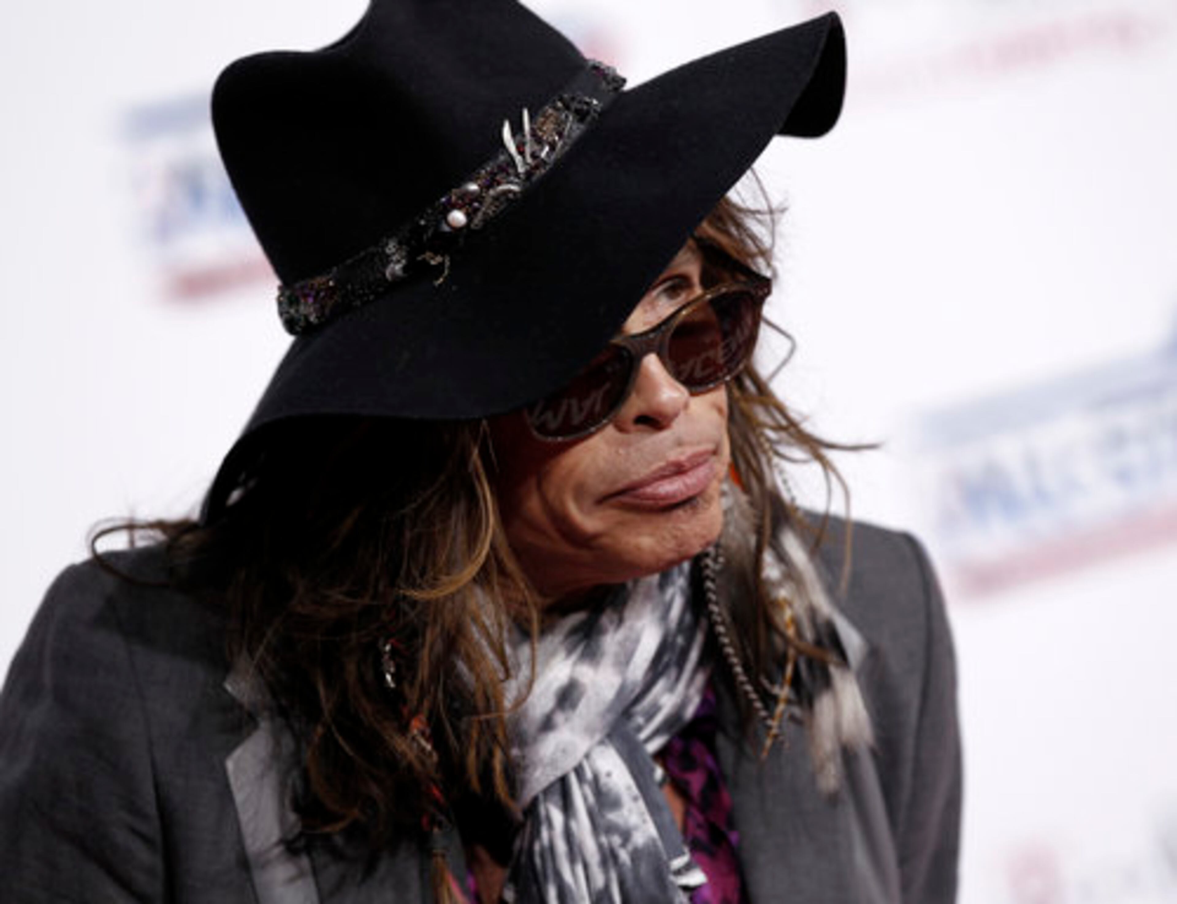 Steven Tyler arrives at the NBA basketball All-Star Game.