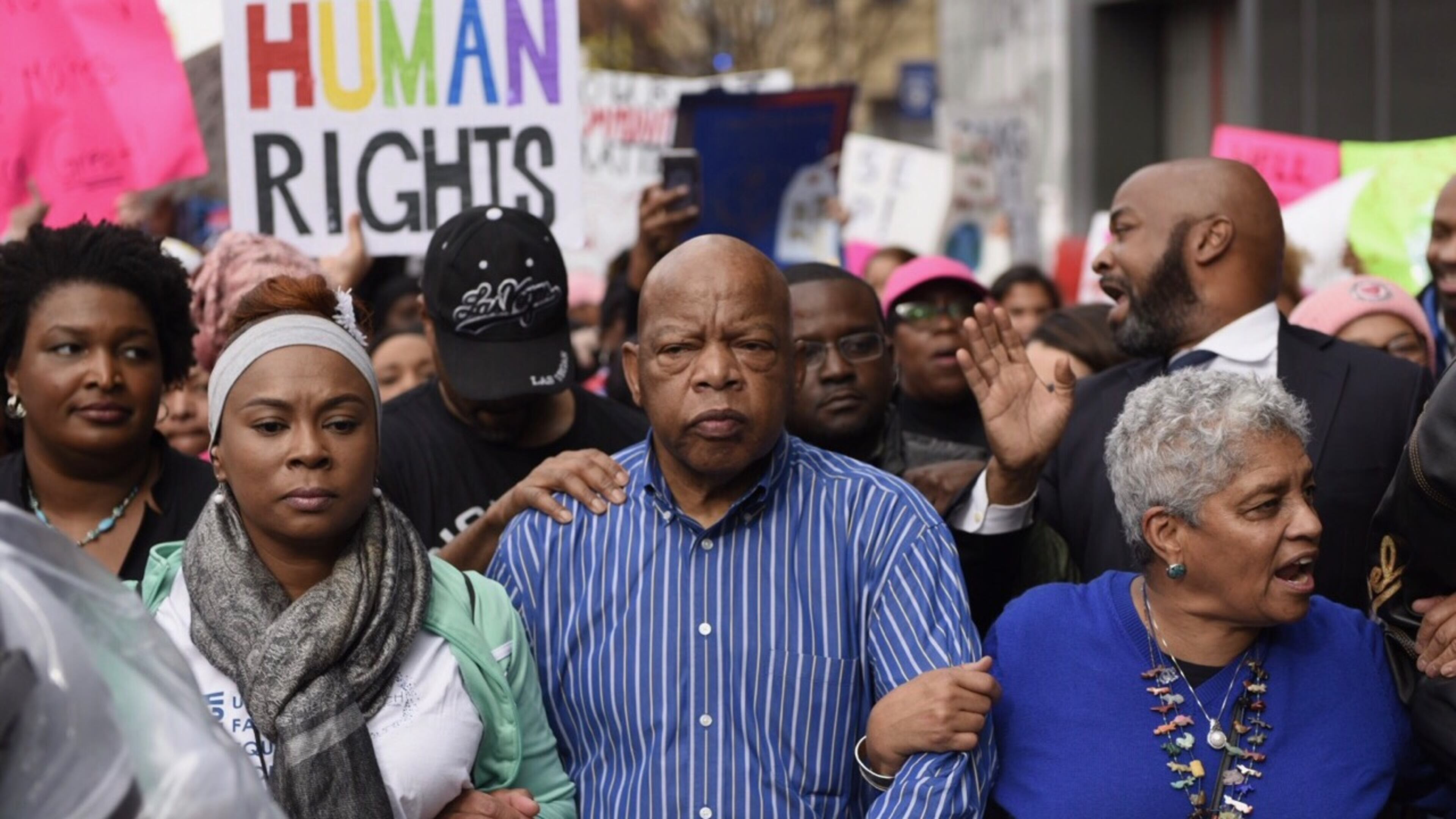 John Lewis and Shirley Franklin (right), leading the Atlanta March for Social Justice and Women.