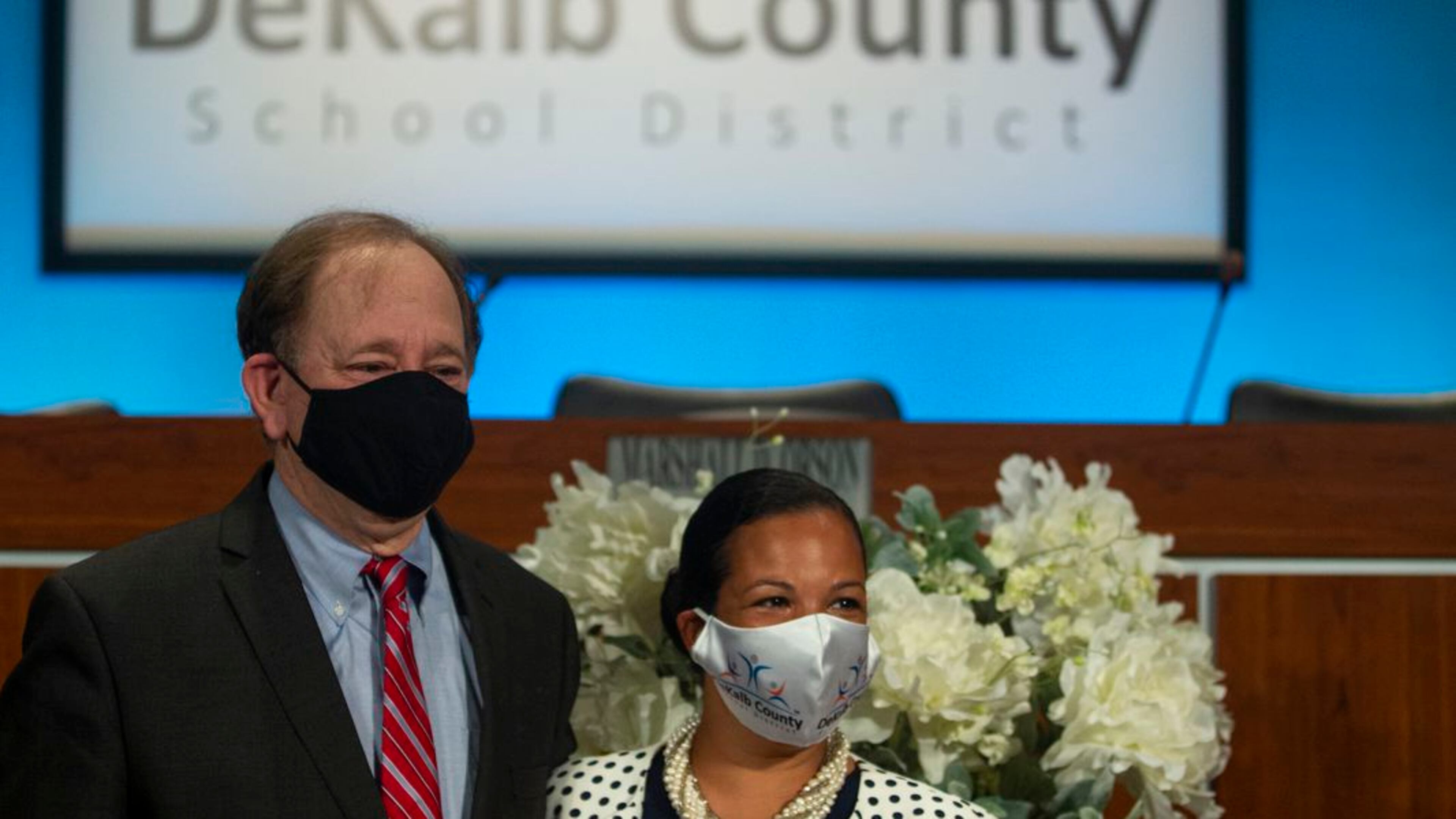 DeKalb school board member Marshall D. Orson and district Superintendent Cheryl Watson-Harris. (File photo)