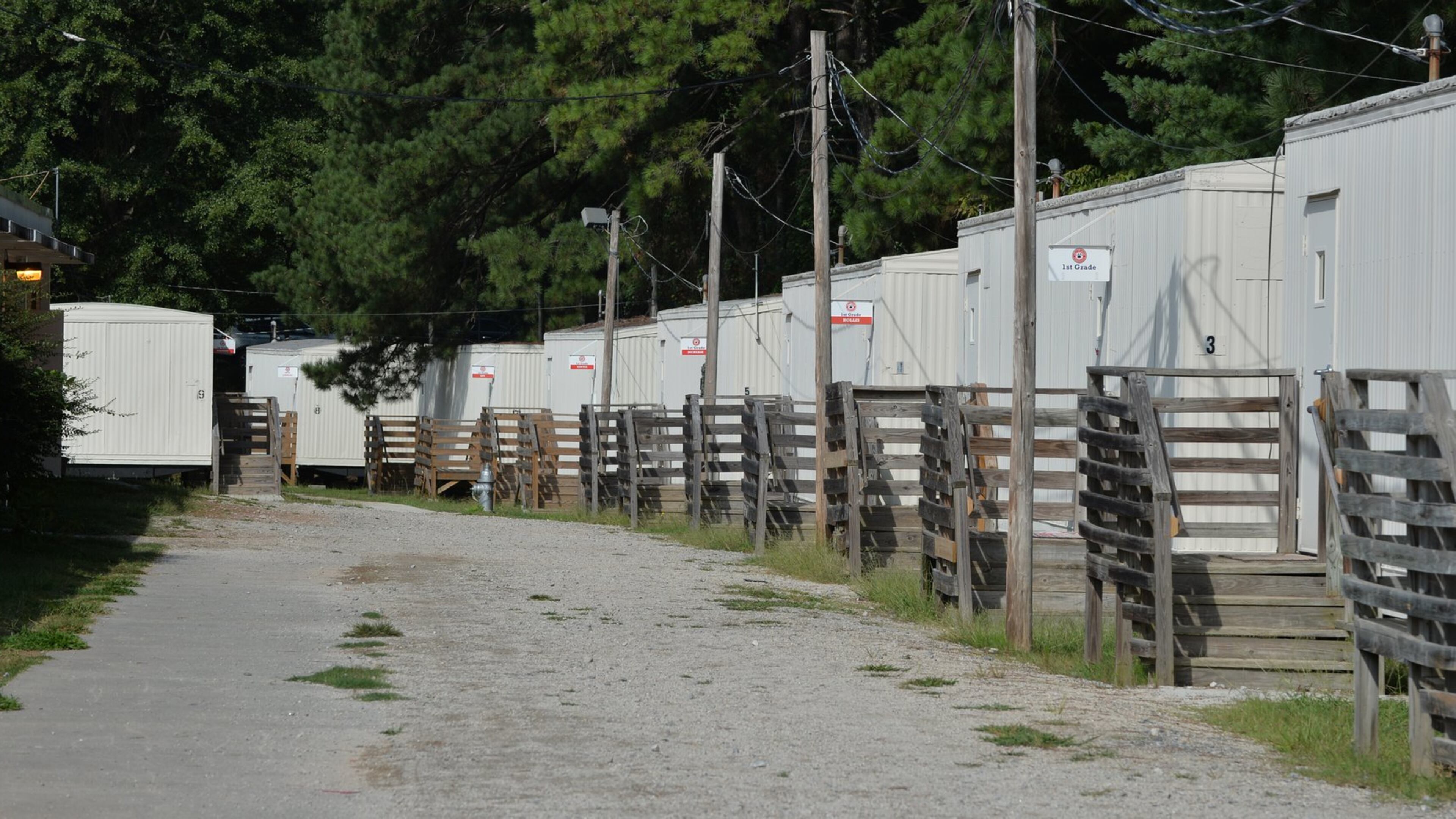 September 11, Doraville, GA: At Cary Reynolds Elementary School, 26 portable classrooms have been setup to accommodate the overflow of students. BRANT SANDERLIN /BSANDERLIN@AJC.COM