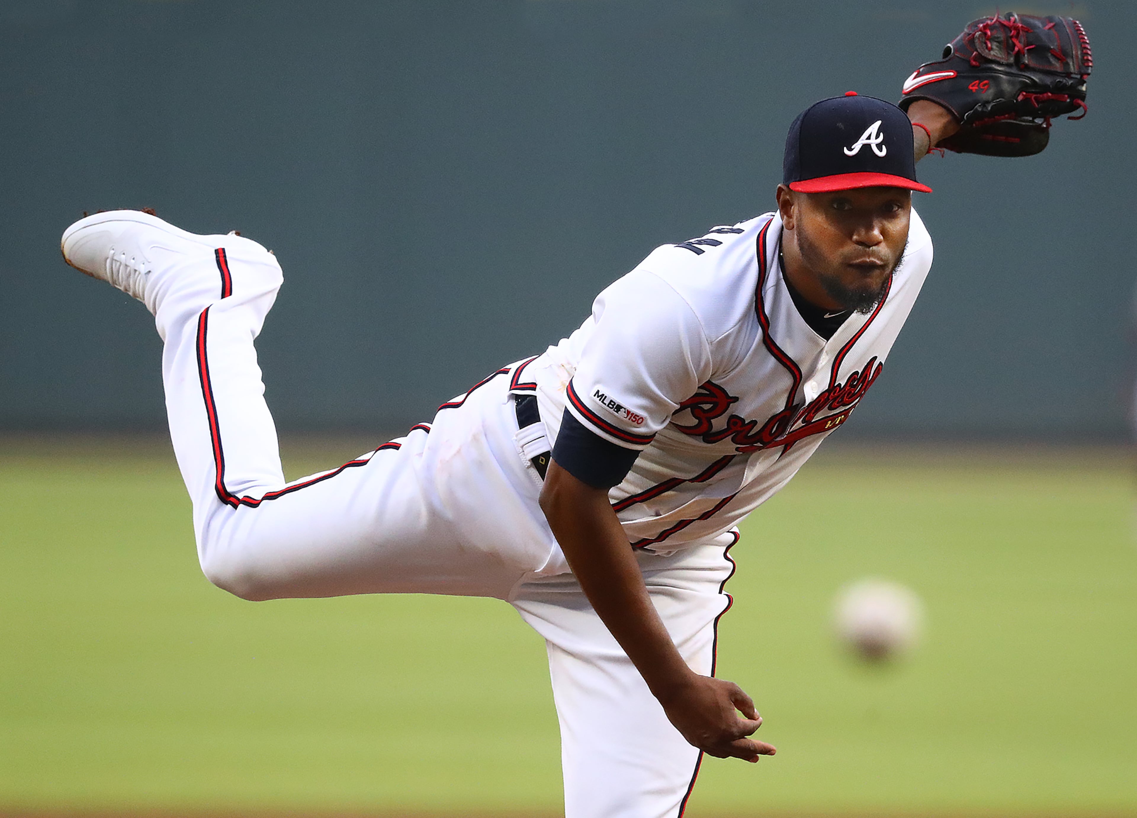 Braves pitcher Julio Teheran delivers a pitch against the Chicago Cubs. Curtis Compton/ccompton@ajc.com