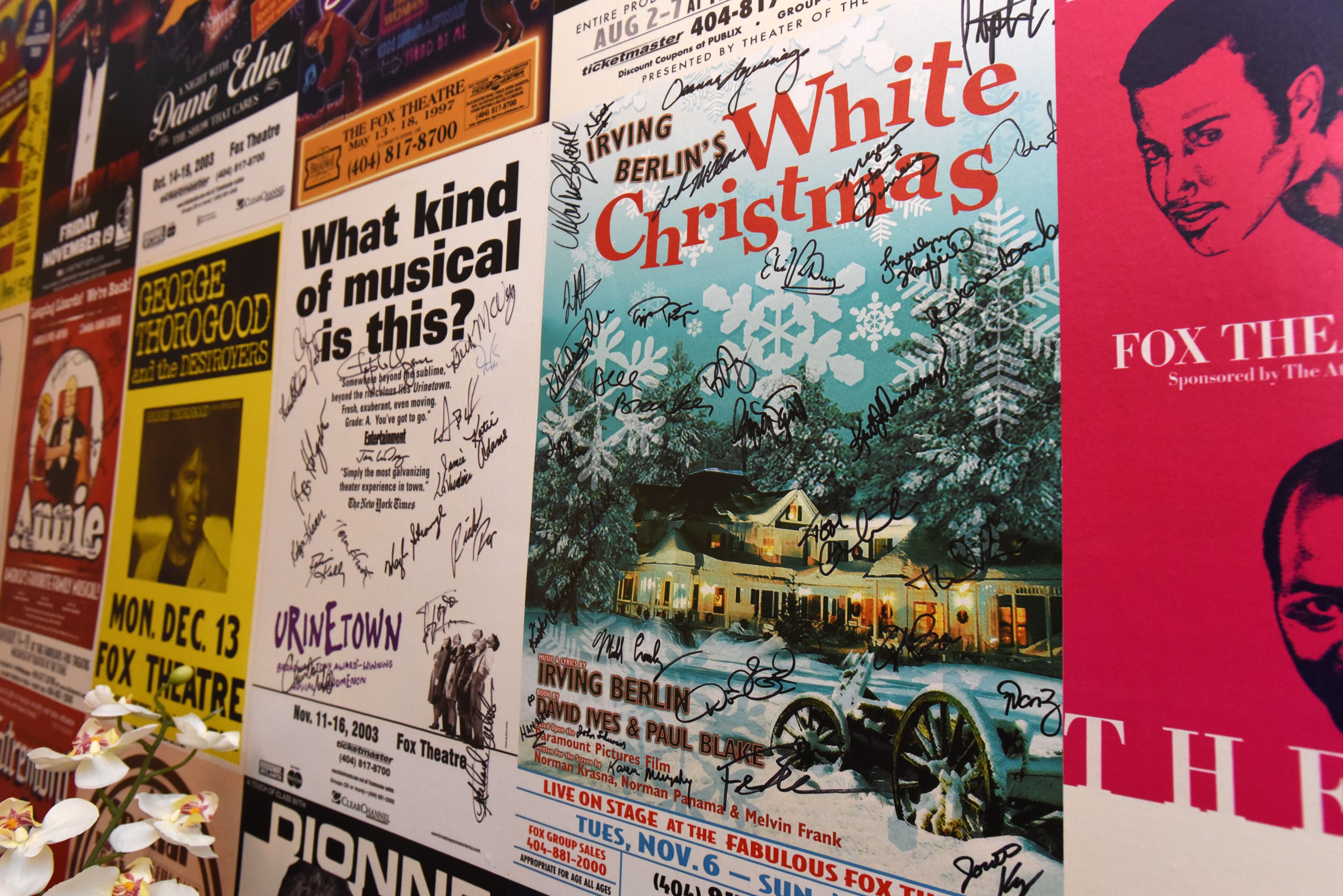 June 2, 2015 Atlanta - Picture shows one of star dressing rooms decorated with signed posters from the 40 years at the Fox Theatre on Tuesday, June 2, 2015. Feature on the Fox Theatre, completing its 40th anniversary celebration of its saving with the free Fox Block Party outside and inside the landmark on June 7. HYOSUB SHIN / HSHIN@AJC.COM