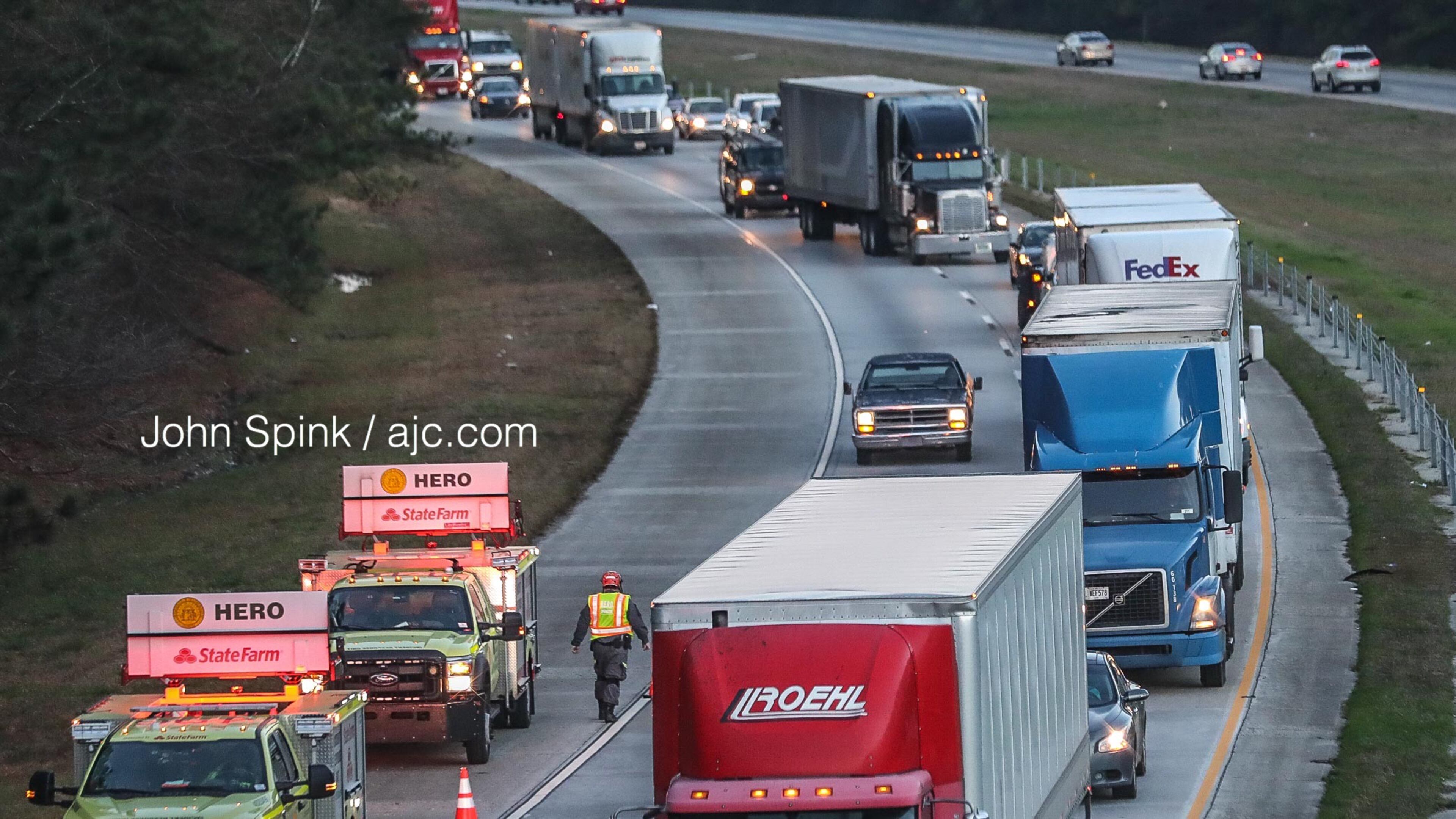 All southbound lanes of I-675 were closed for more than two hours before authorities began reopening lanes at 7:15 a.m. Friday.