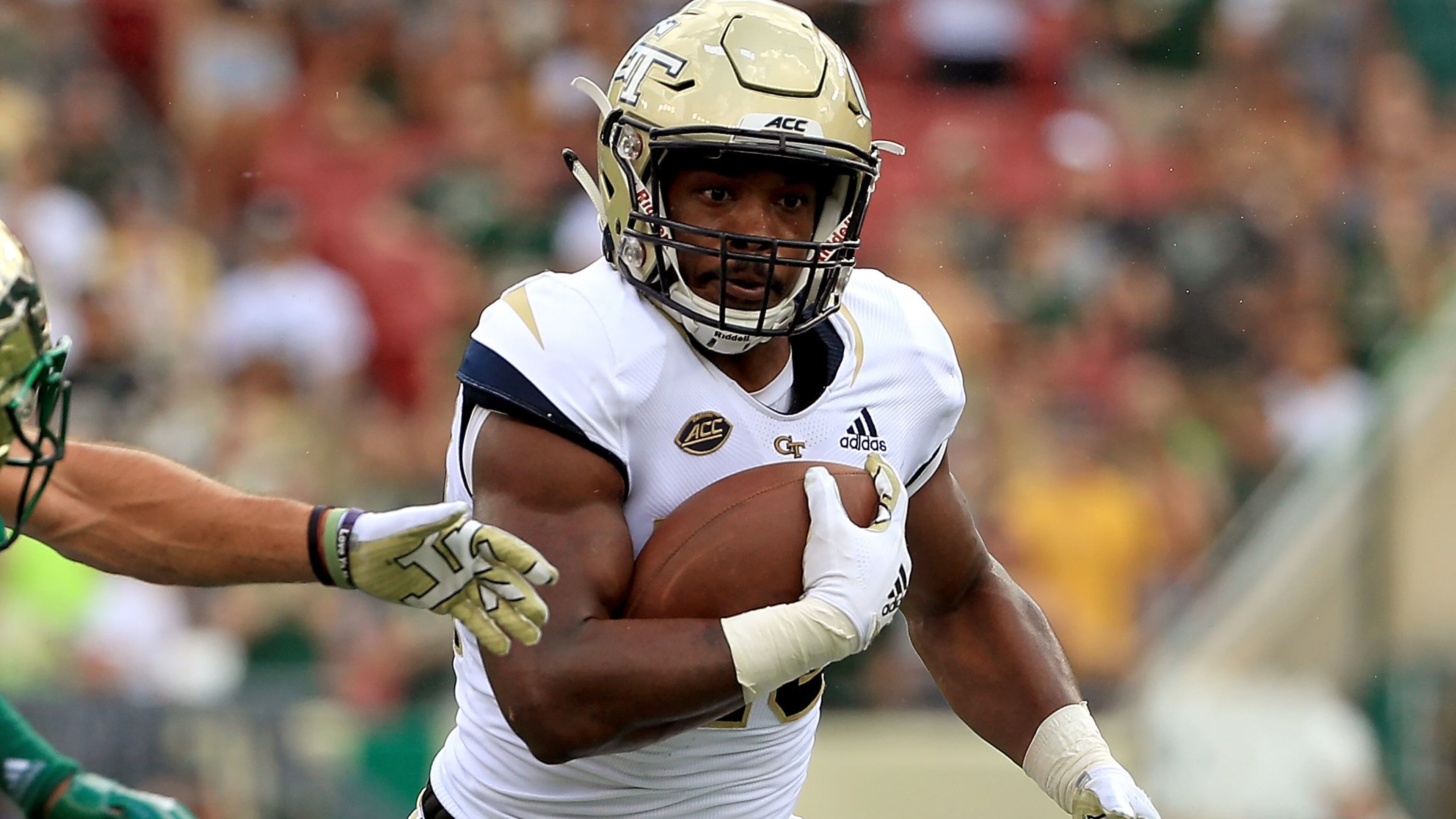 Georgia Tech B-back KirVonte Benson was injured in loss to the South Florida Bulls Sept. 8, 2018, in Tampa.