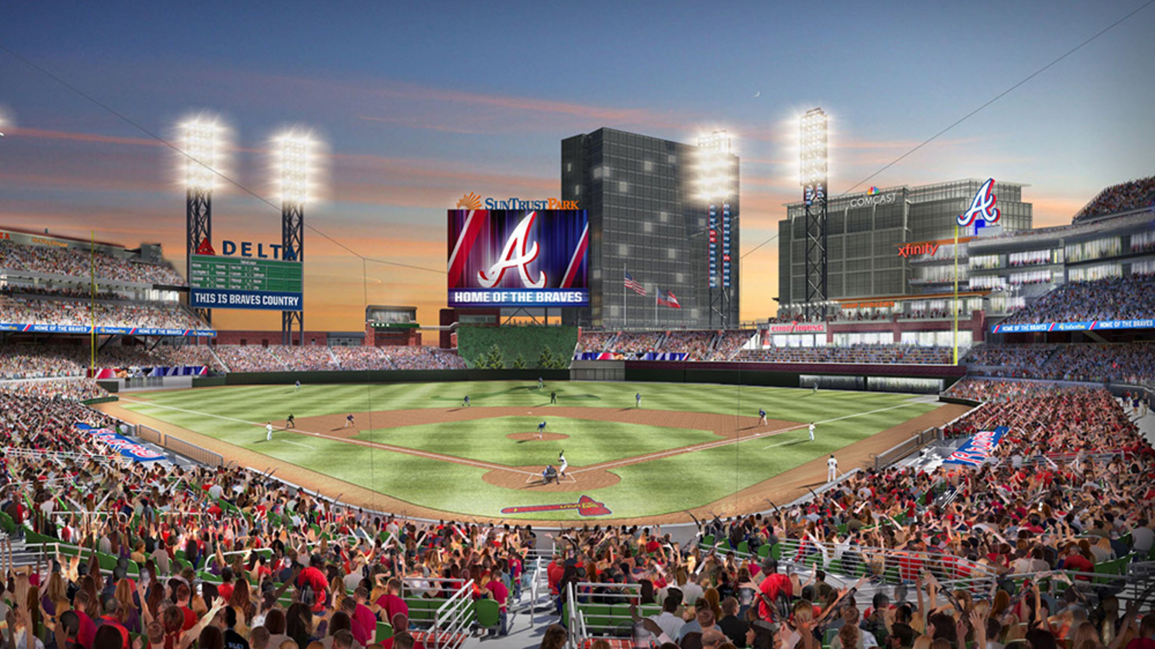 The Braves’ new stadium, SunTrust Park, is slated to open for the start of the 2017 season. (Rendering/Braves)