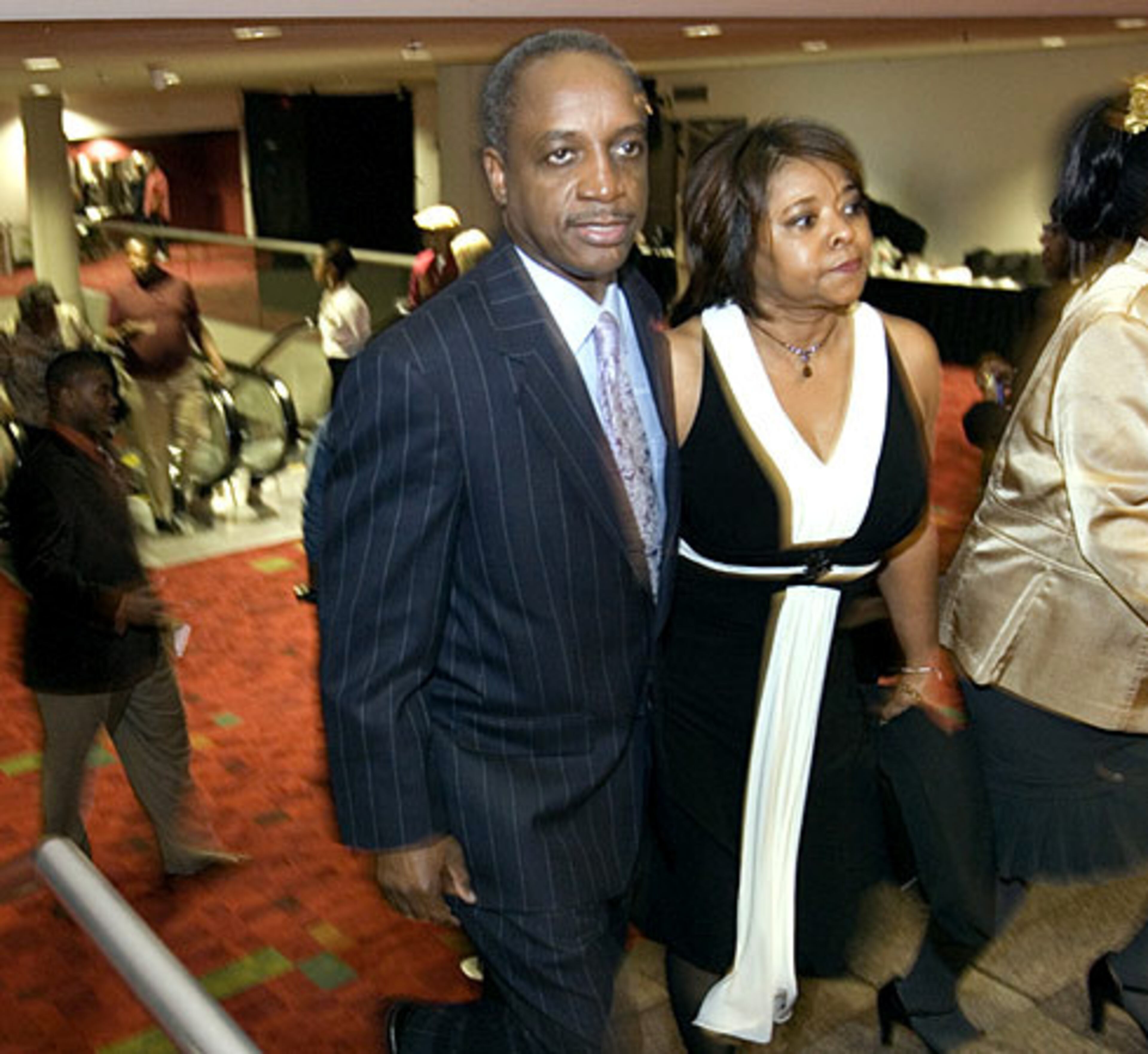 Looking for a new job? Here's Georgia Labor Commissioner, Michael Thurmond, and his wife, Zola, as they head to the Trumpet Awards ceremonial dinner.