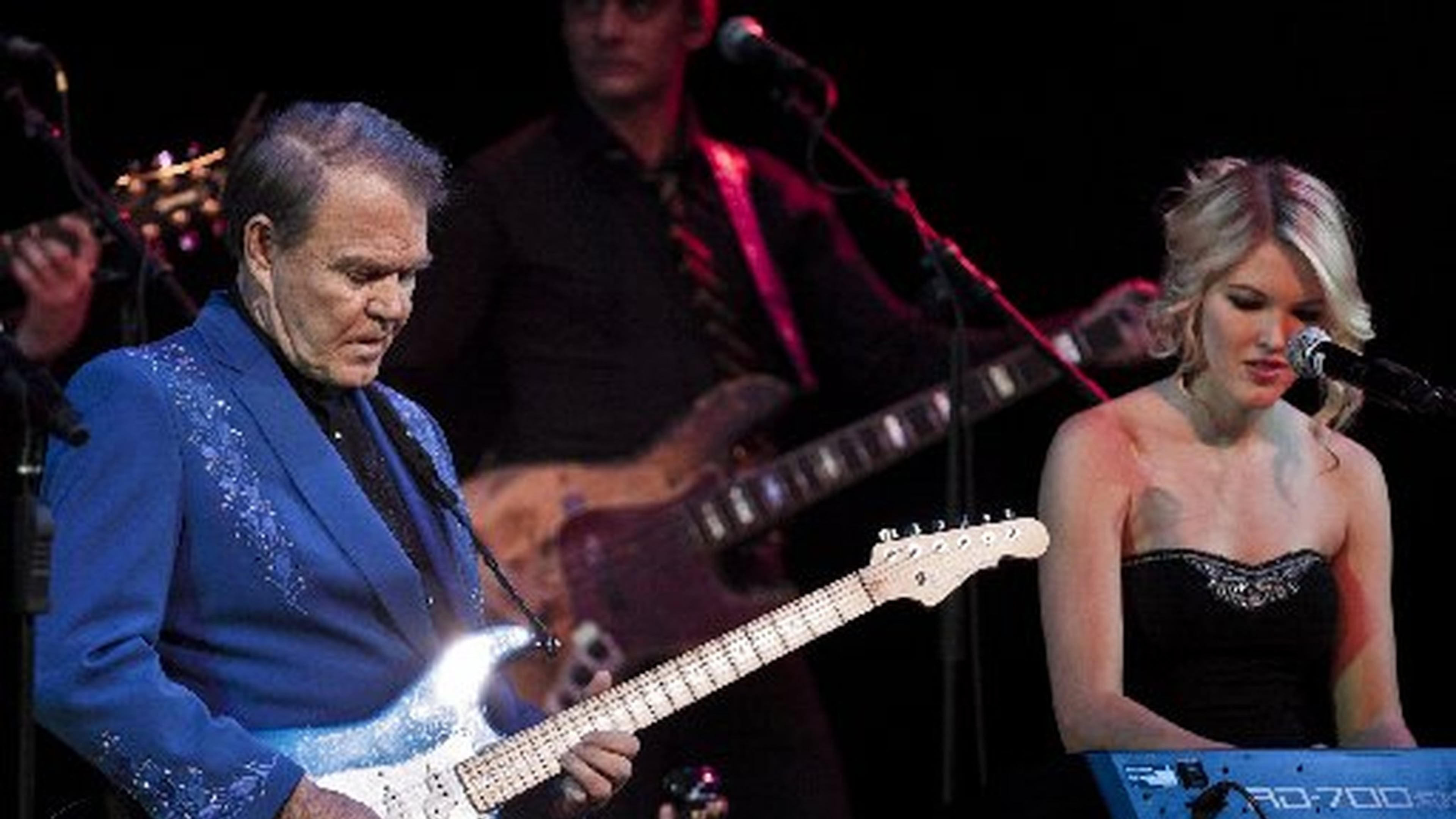 Glen Campbell performs alongside his daughter, Ashley Campbell, during the “Goodbye Tour,” less than a year after he disclosed his diagnosis of Alzheimer’s disease, in New York, Jan. 7, 2012. Campbell, a sharecropper’s son who became a major country music and television star of the 1960s and ’70s, died in Nashville on Aug. 8, 2017. He was 81. CHAD BATKA / THE NEW YORK TIMES