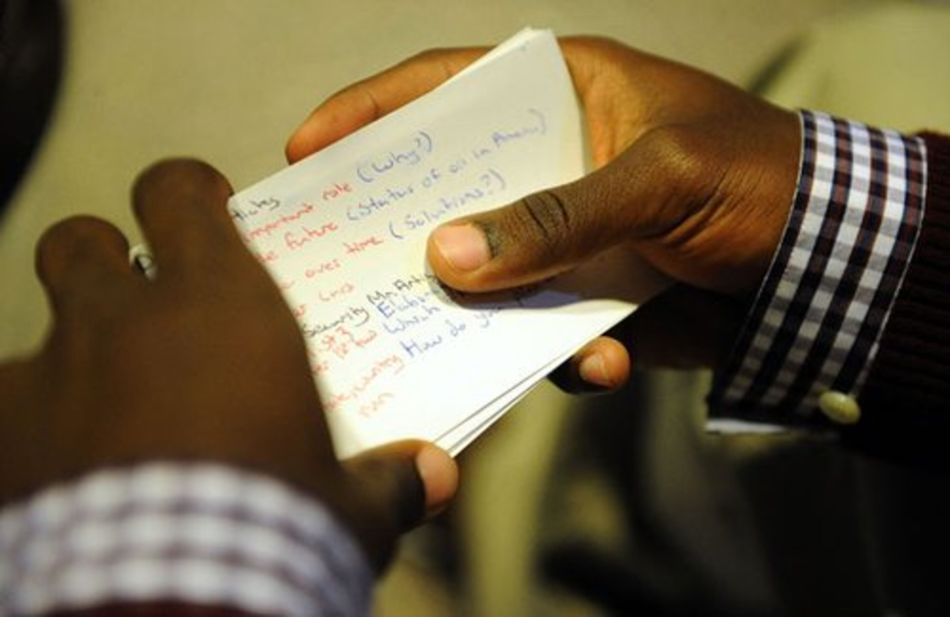 Kelton Buchanan, 17, holds his script during the practice.