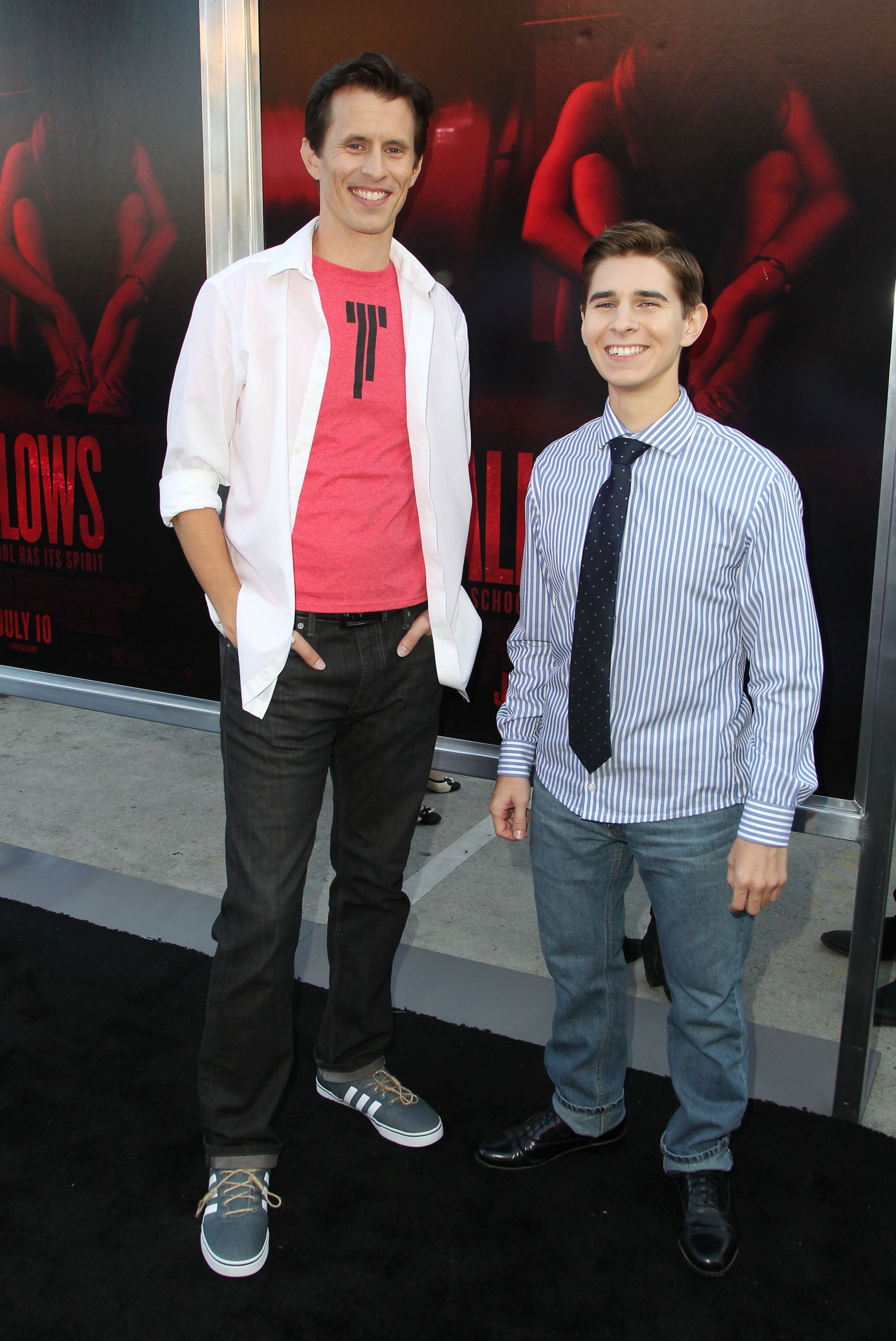 LOS ANGELES, CA - JULY 07: Travis Cluff and Chris Lofing attend New Line Cinema's Premiere of "The Gallows" at Hollywood High School on July 7, 2015 in Los Angeles, California. (Photo by David Buchan/Getty Images)