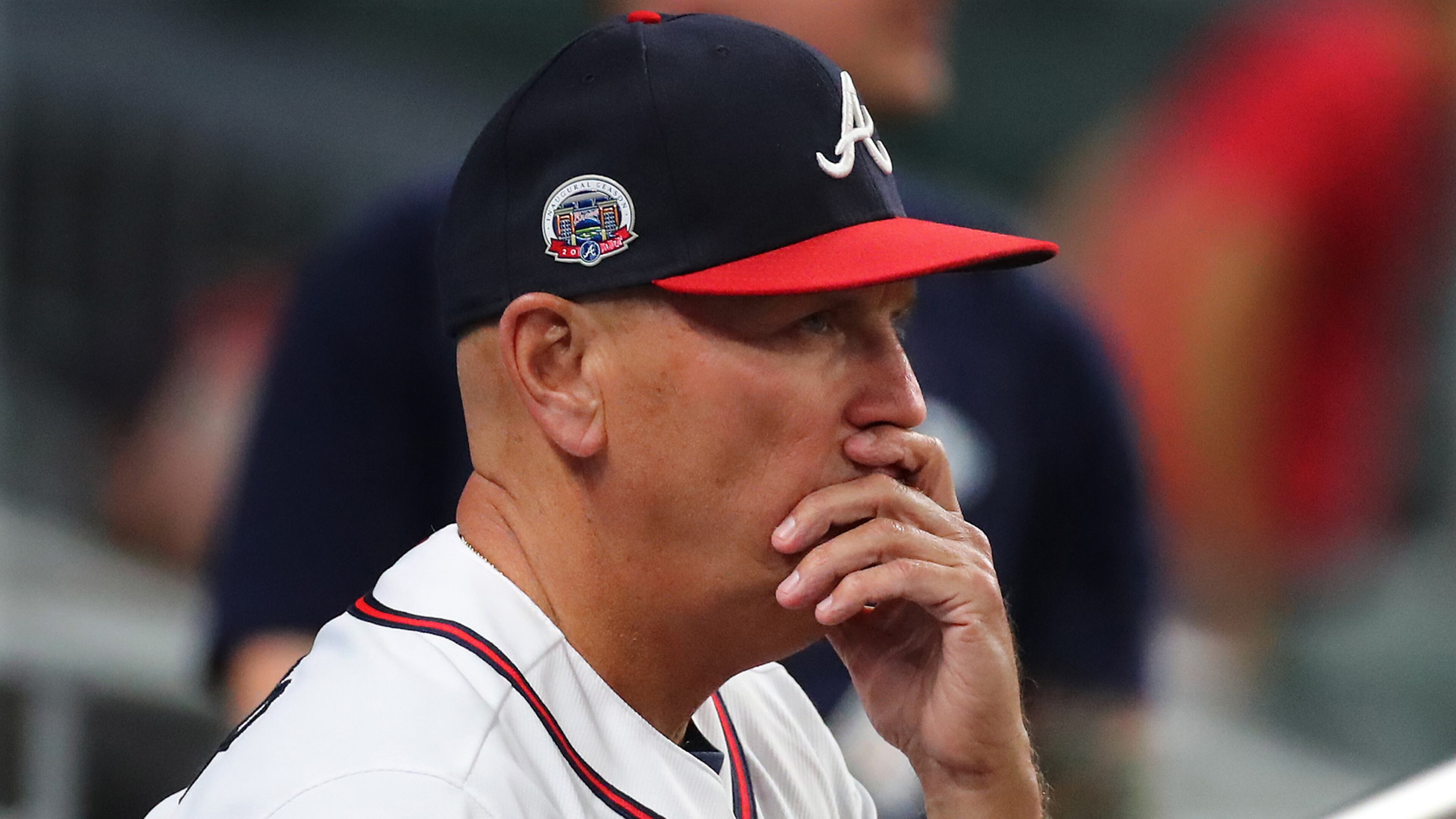Atlanta Braves manager Brian Snitker looks on during the ninth inning in a 16-5 loss to the New York Mets in a MLB baseball game on Wednesday, May 3, 2017, in Atlanta. Curtis Compton/ccompton@ajc.com