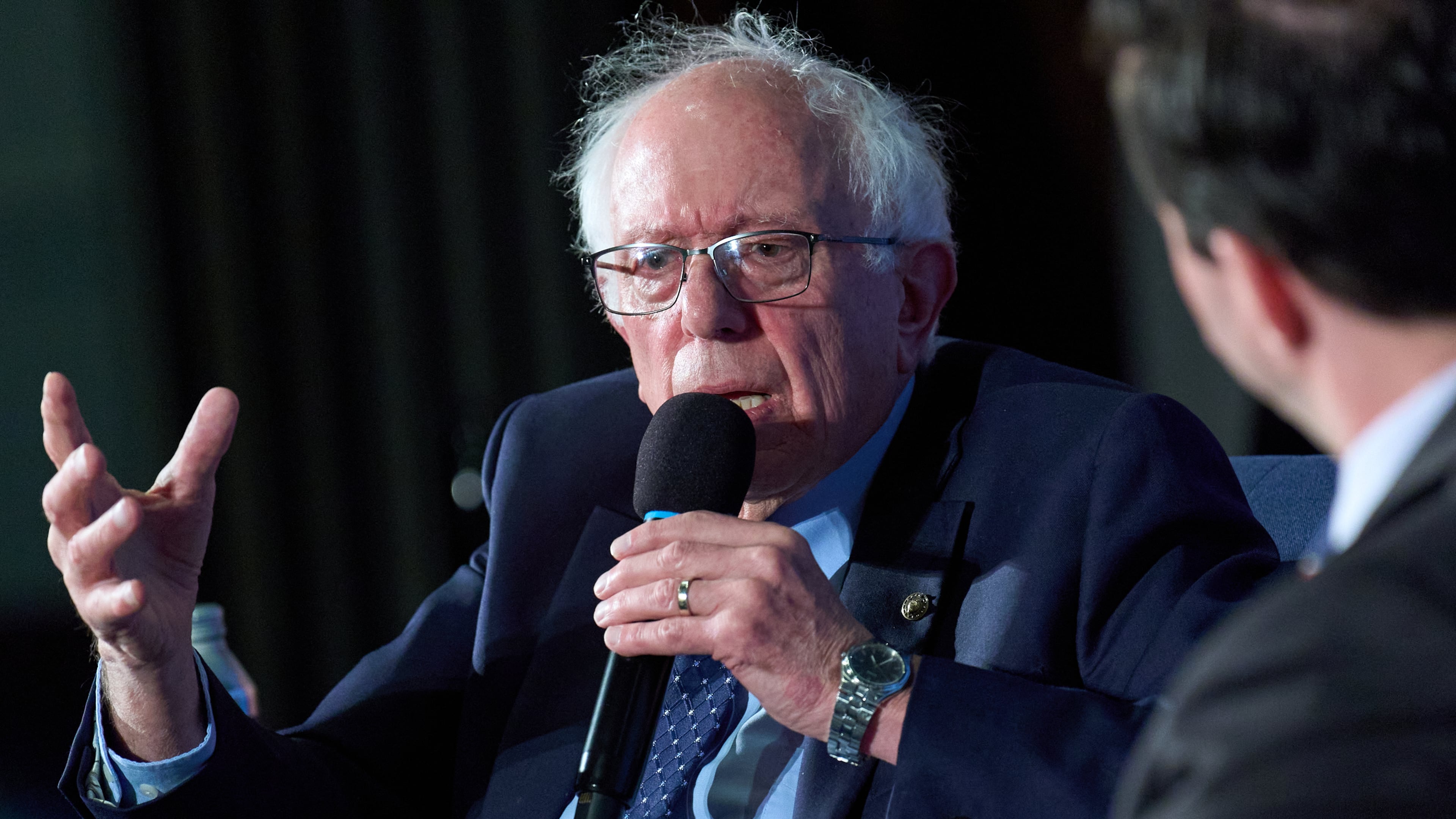 Sen. Bernie Sanders, I-Vt., speaks about topics including politics and artificial intelligence, Monday, June 8, 2026, at the National Press Club in Washington. (AP Photo/Jacquelyn Martin)