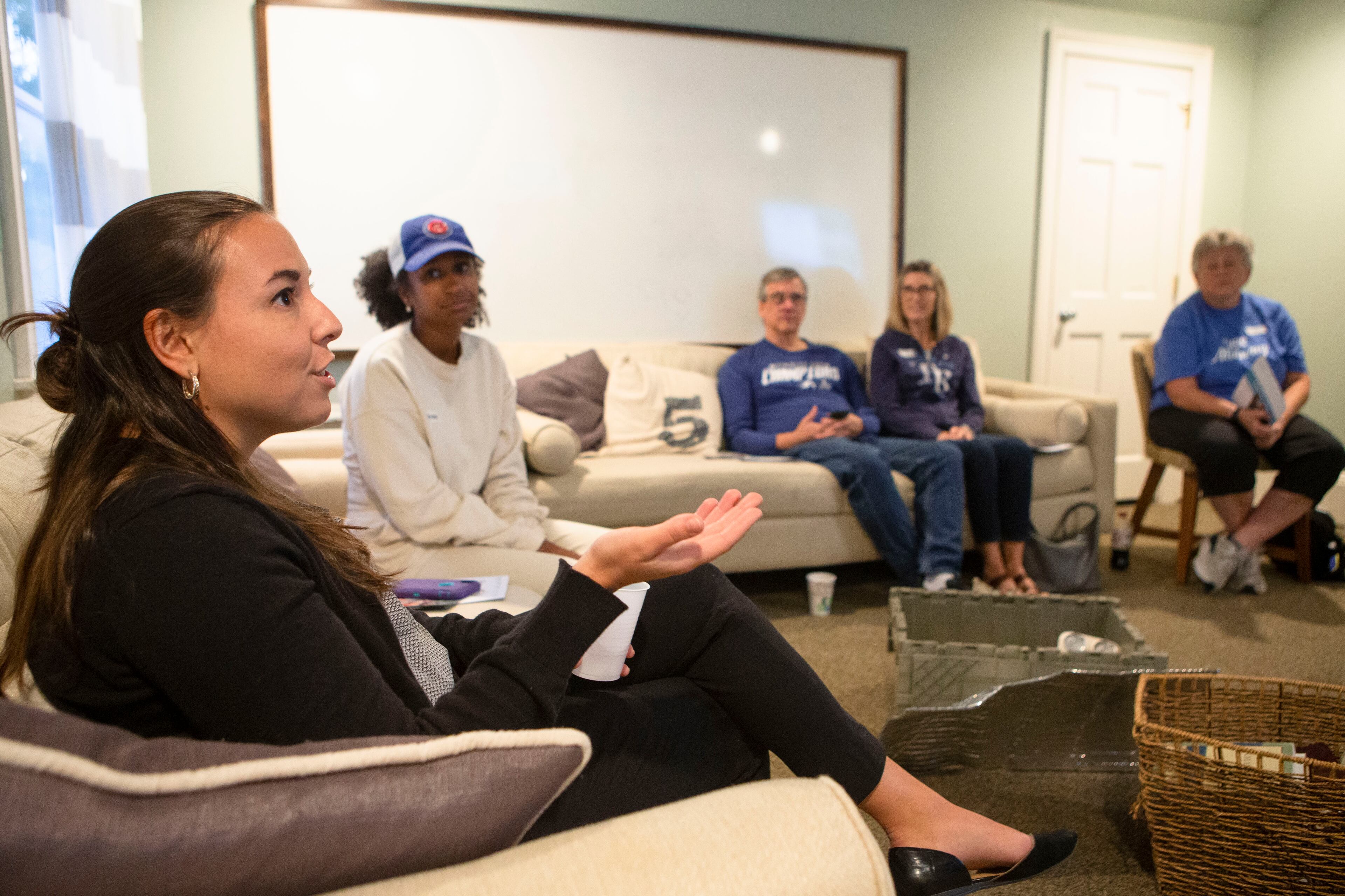 (Left to right) Hannah Schultz, from Georgia Interfaith Power and Light , leads discussion with Amanda Cole, Mark Stone, Faith Stone and Diane Fleming during a climate change workshop on Wednesday, September 28, 2022 at Grace Snellville Church in Snellville, Georgia. Attendees discussed biblcal text supporting the protection of the earth and environmental programs that they can join. CHRISTINA MATACOTTA FOR THE ATLANTA JOURNAL-CONSTITUTION.