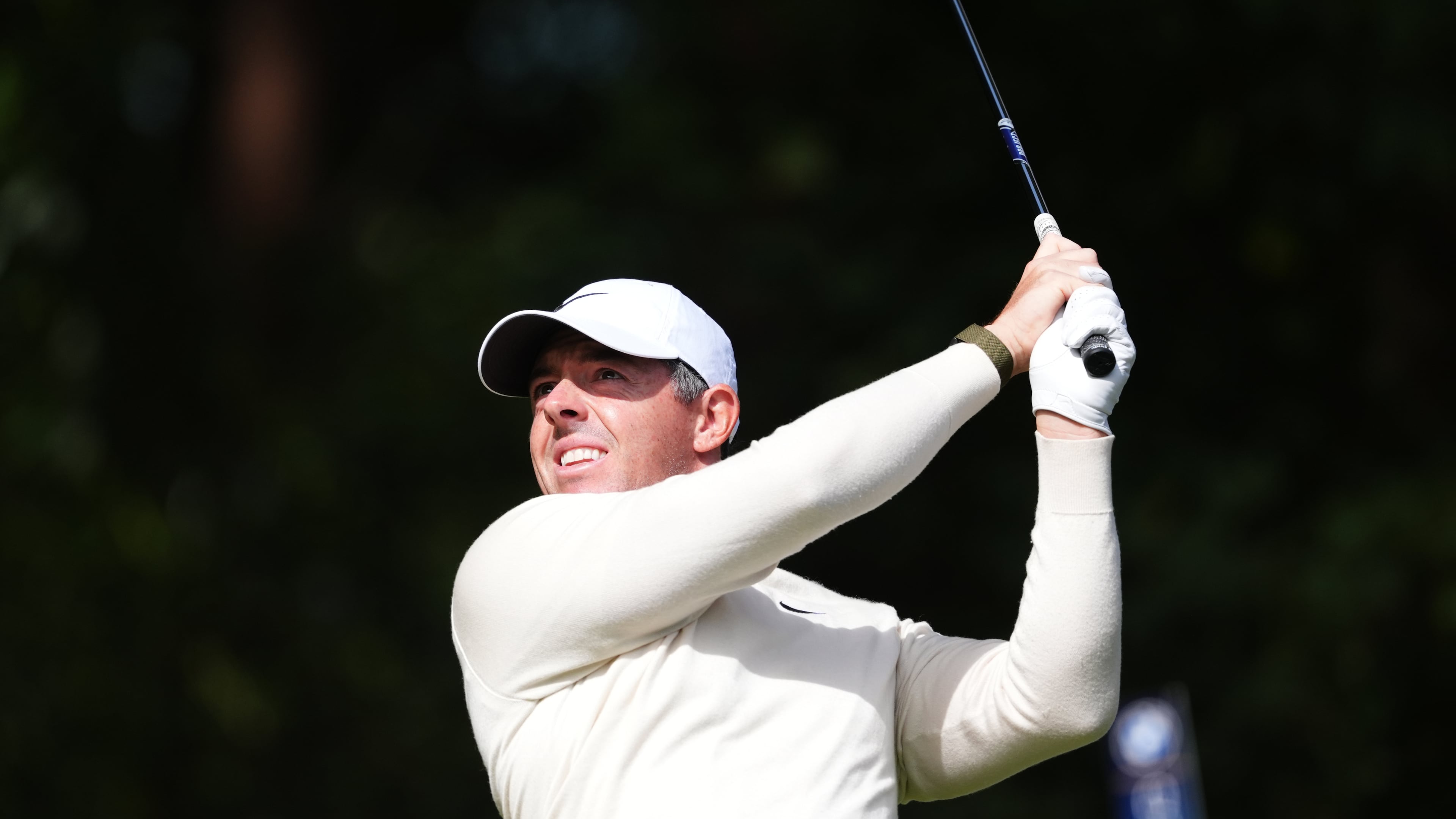 Rory McIlroy of Northern Ireland on the 2nd tee on day four of the PGA Championship at Wentworth Golf Club in Virginia Water, England, Sunday Sept. 20, 2026. (Adam Davy/PA via AP)