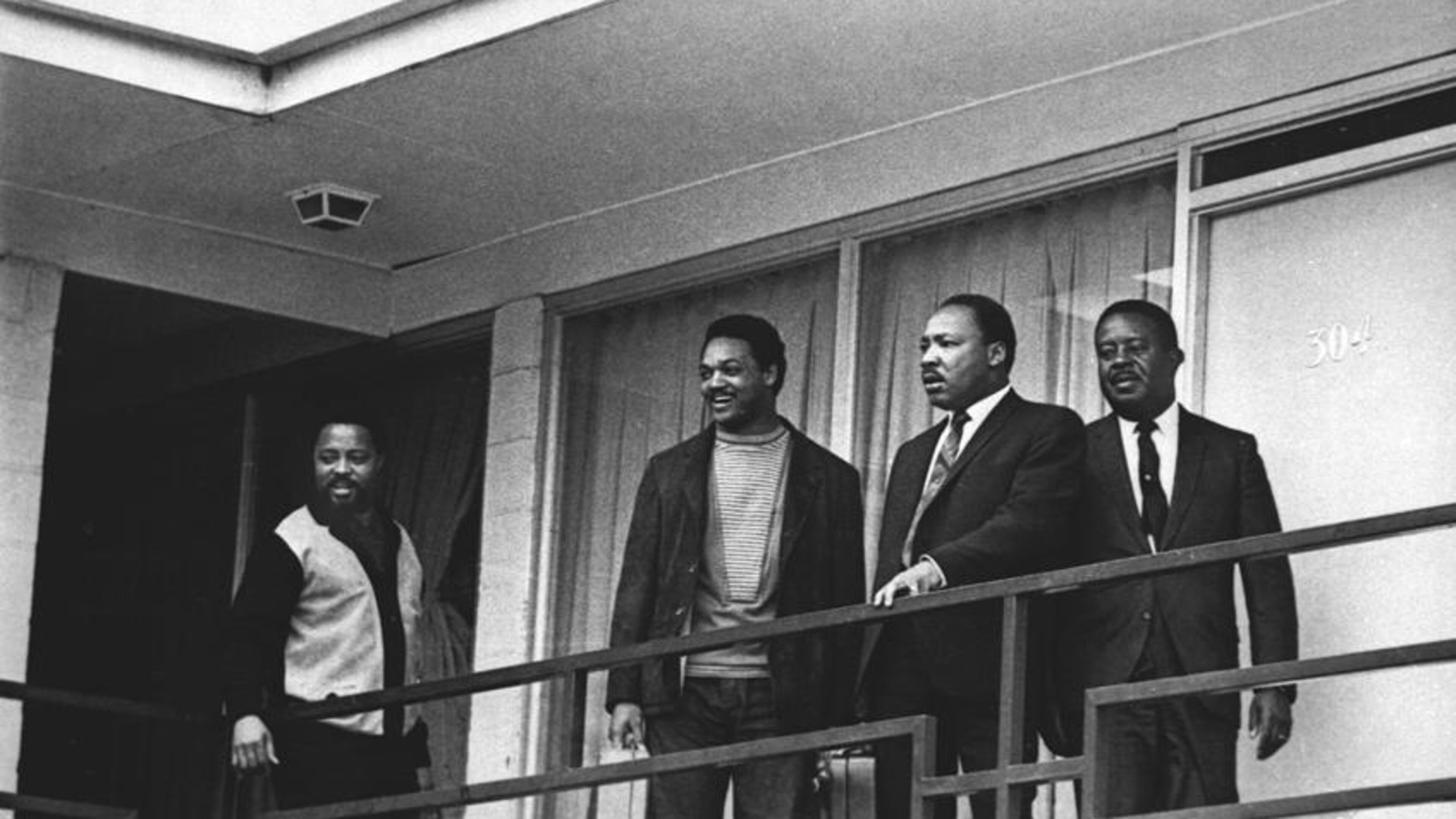 The Rev. Martin Luther King Jr. stands with other civil rights leaders on the balcony of the Lorraine Motel in Memphis, Tenn., on April 3, 1968, a day before he was assassinated at approximately the same place. From left are Hosea Williams, Jesse Jackson, King, and Ralph Abernathy. The 39-year-old Nobel Laureate was the proponent of non-violence in the 1960s American civil rights movement. King is honored with a national U.S. holiday celebrated in January.
