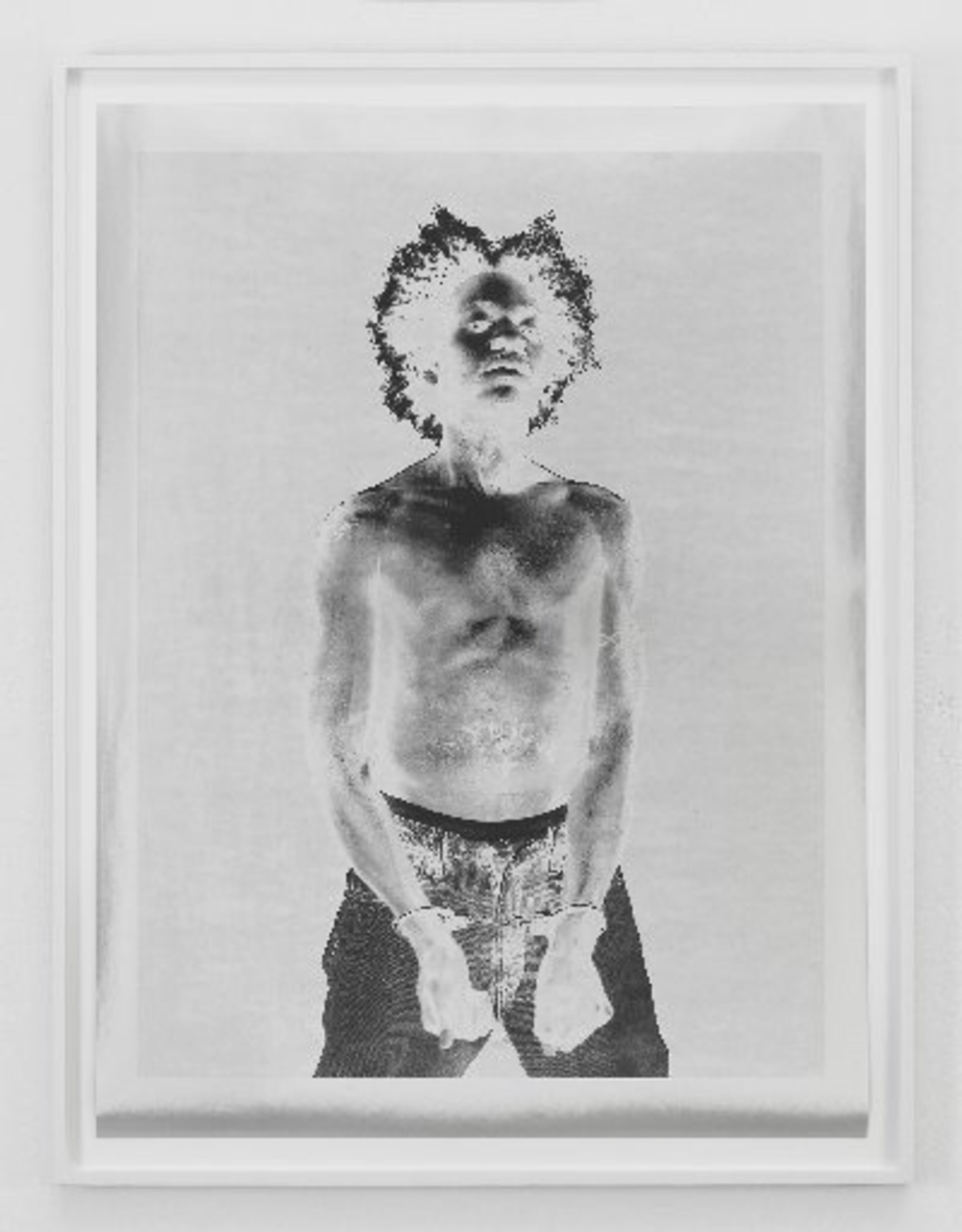 Lyle Ashton Harris's "Untitled (Silver Handcuffs)" (2007), a digital pigment print on silver foil.