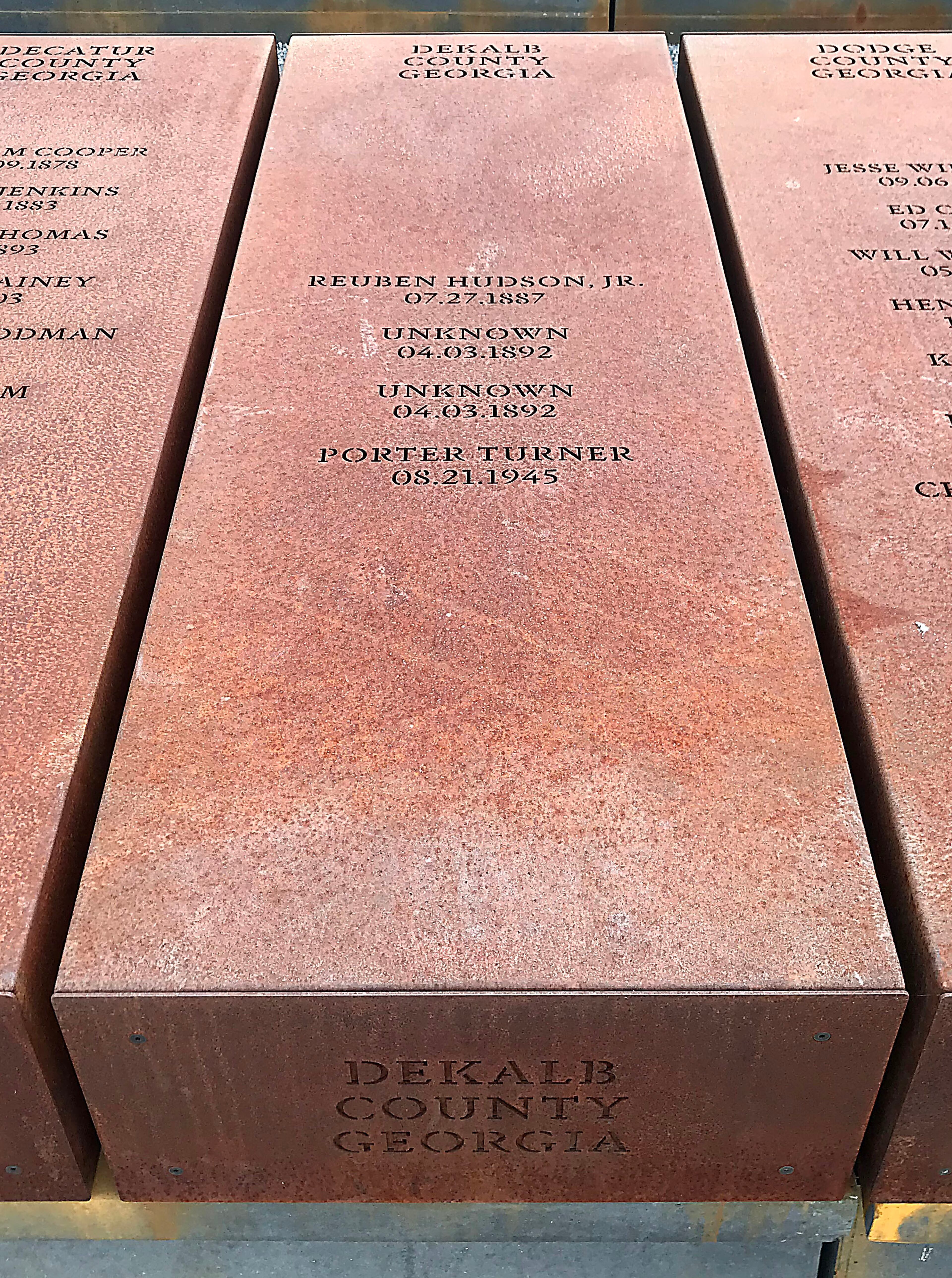 April 12, 2019 Montgomery, AL - A stone marker at The National Memorial for Peace and Justice in Montgomery, Alabama recognizes several recorded lynchings that took place in DeKalb County. Serving as an inspiration, the NAACP is organizing a events in September that are book-ended by the unveiling of two lynching markers, an Equal Justice Initiative lynching monument is also in the works. TIA MITCHELL / TIA.MITCHELL@AJC.COM