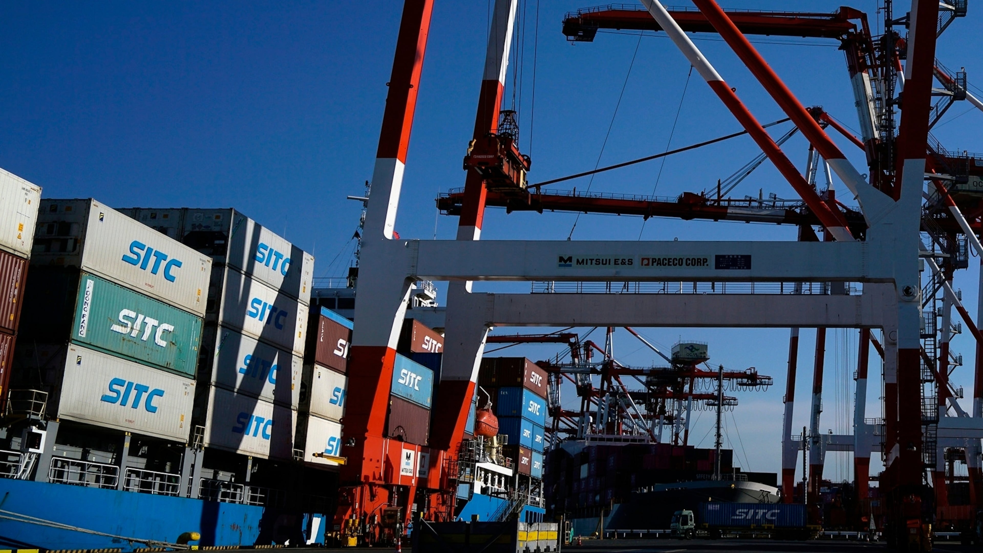FILE - Tokyo Container Terminal is seen in Tokyo, Feb. 19, 2025. (AP Photo/Eugene Hoshiko, File)