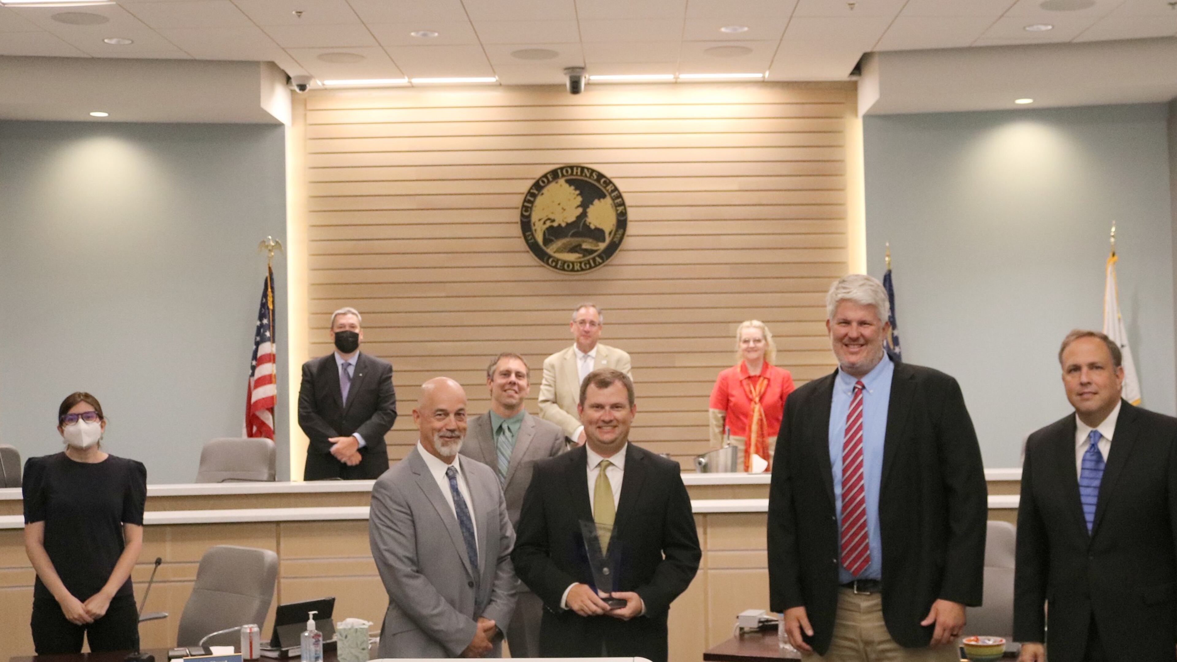 Johns Creek leaders, including the city's Public Works Department were recognized by The American Public Works Association Georgia Chapter with the Transportation Project of the Year award for the State Bridge Road widening from Camden Way to the Chattahoochee River. (Courtesy City of Johns Creek)