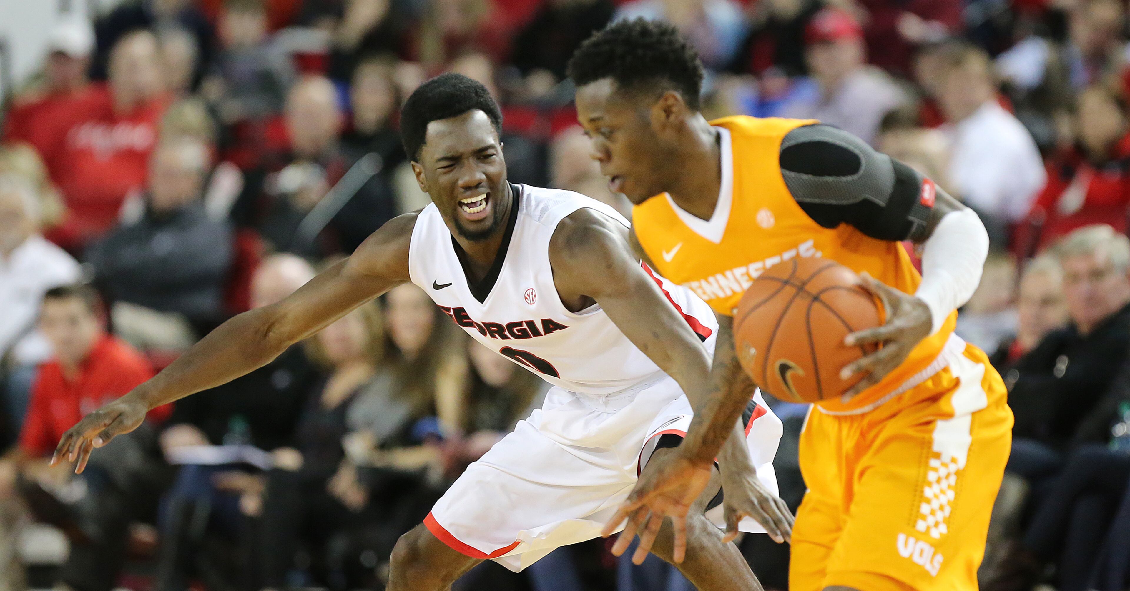 Tennessee guard Devon Baulkman steals from Georgia guard William Jackson II during the first half in a basketball game on Wednesday, Jan. 13, 2016, in Athens. Curtis Compton / ccompton@ajc.com
