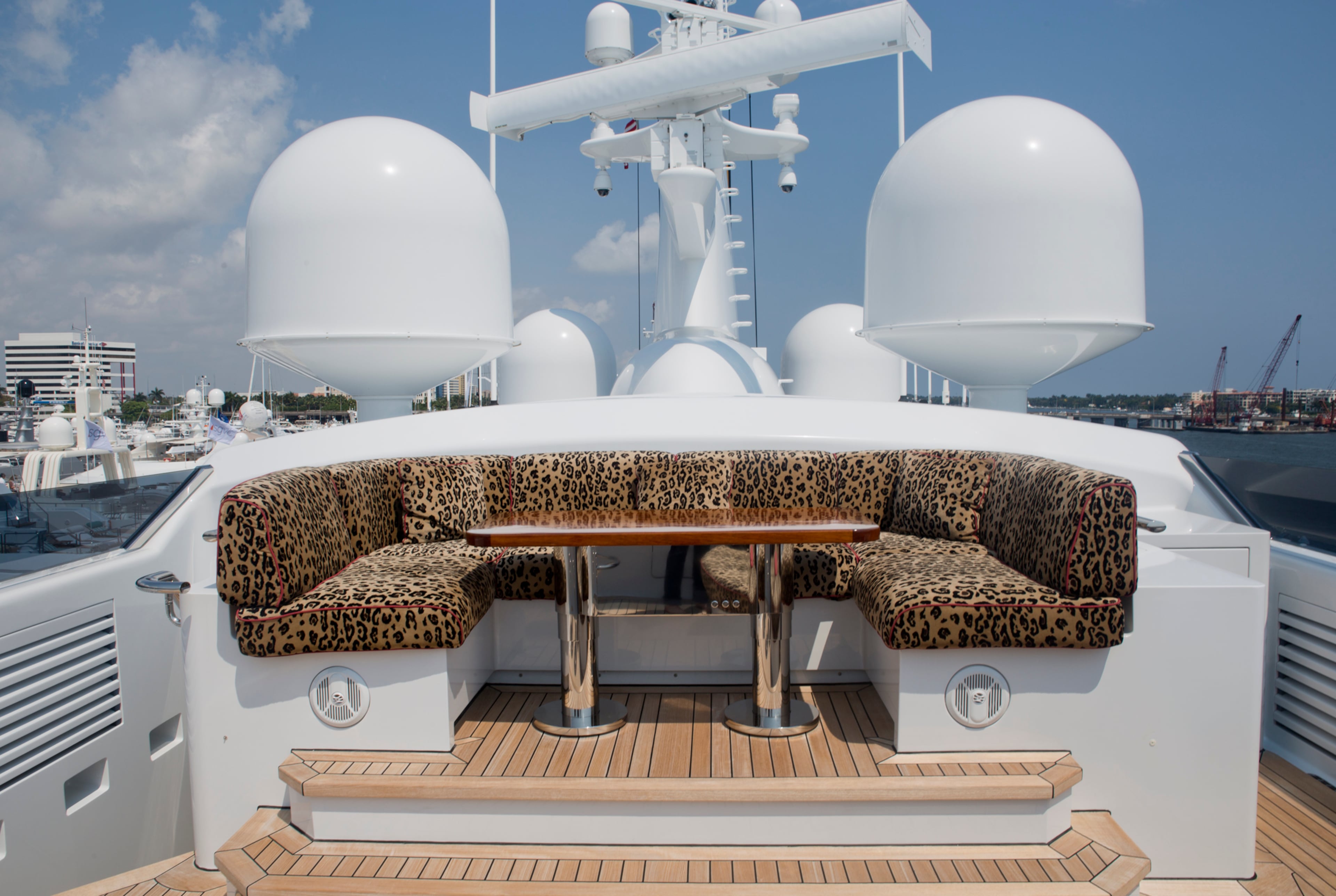 The upper most deck on the $54 million Aurora yacht, the largest yacht shown at the Palm Beach International Boat Show, on March 26, 2015 in downtown West Palm Beach. (Brianna Soukup / Palm Beach Post)