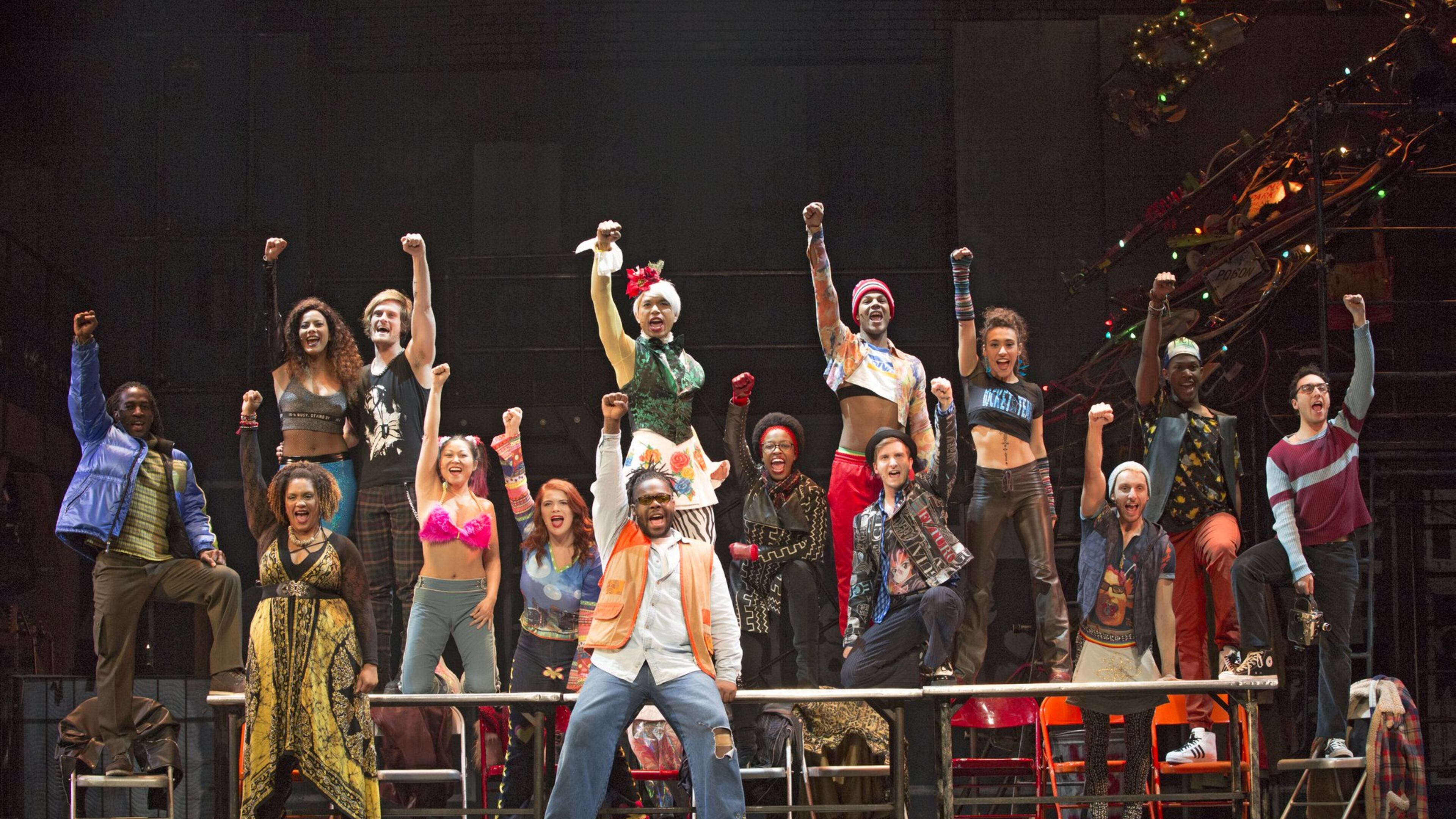 The cast of "Rent," which is in its second year of a 20th anniversary tour. The show plays the Fox Feb. 20-28, 2018. Photo: Carol Rosegg