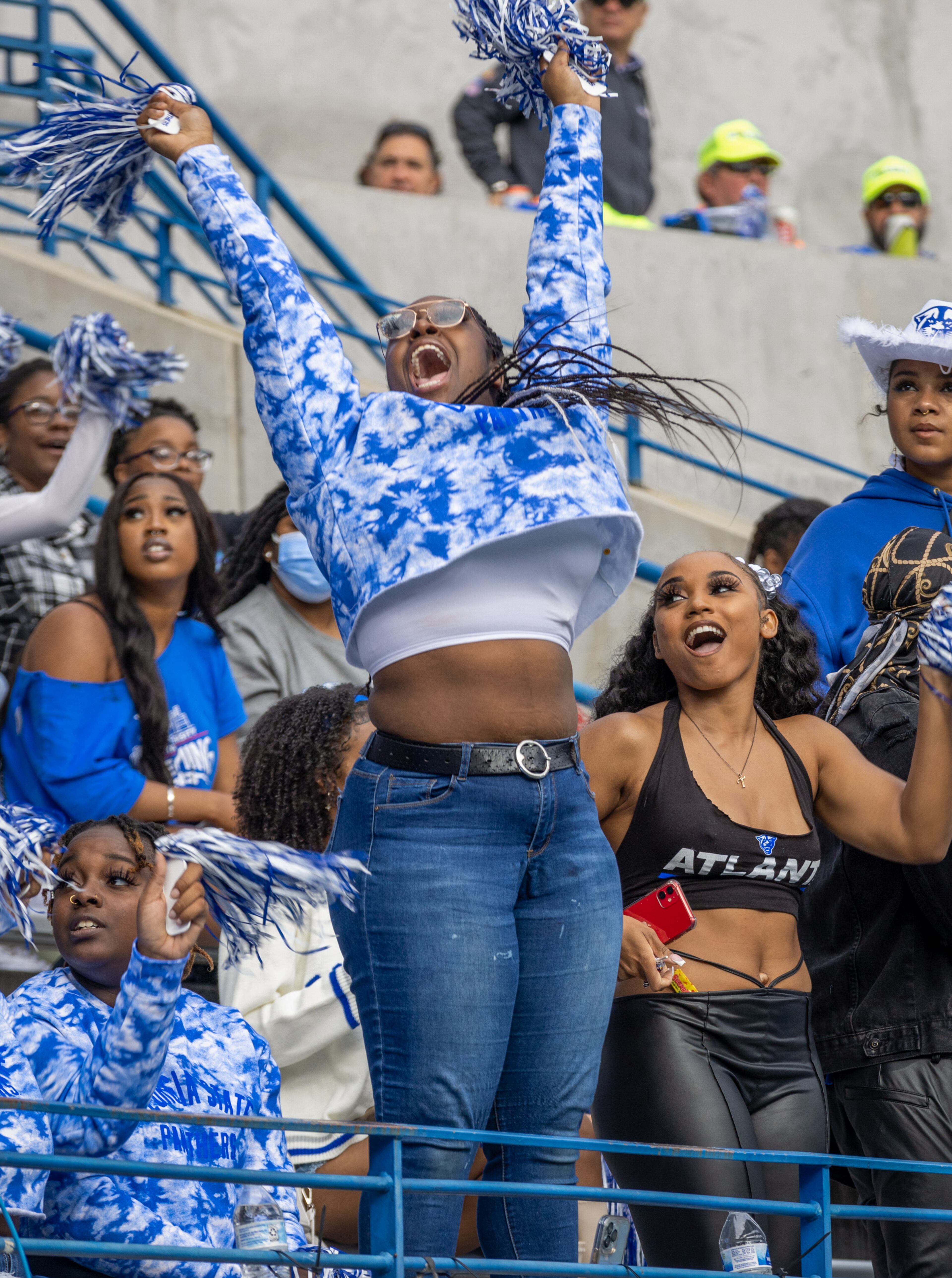 Georgia State University football fans cheer on their team during their game with Old Dominion University at Center Parc Stadium Saturday, Oct. 29, 2022. (Steve Schaefer/steve.schaefer@ajc.com)