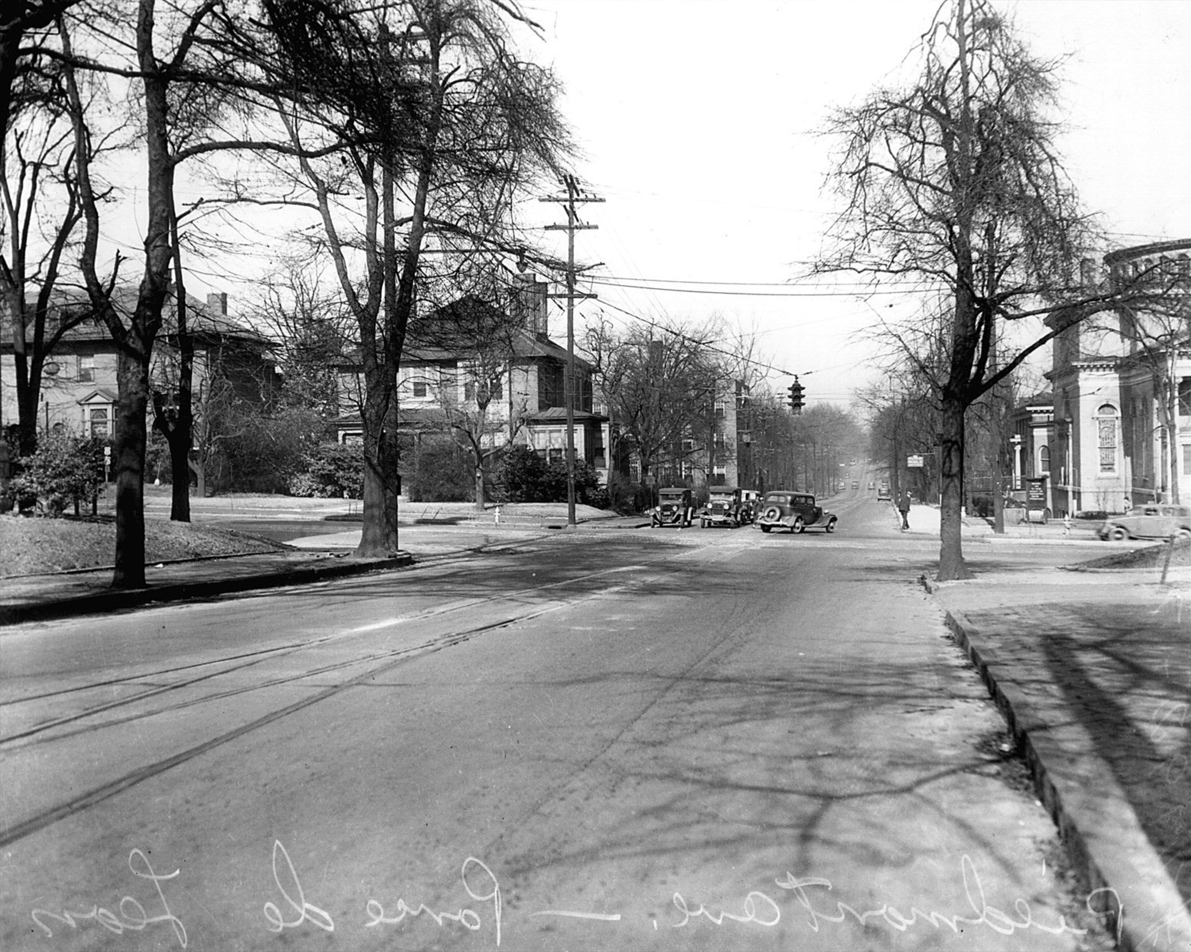 Intersection of Piedmont and Ponce de Leon looking north, probably in the 1930s. File photo. Unknown source