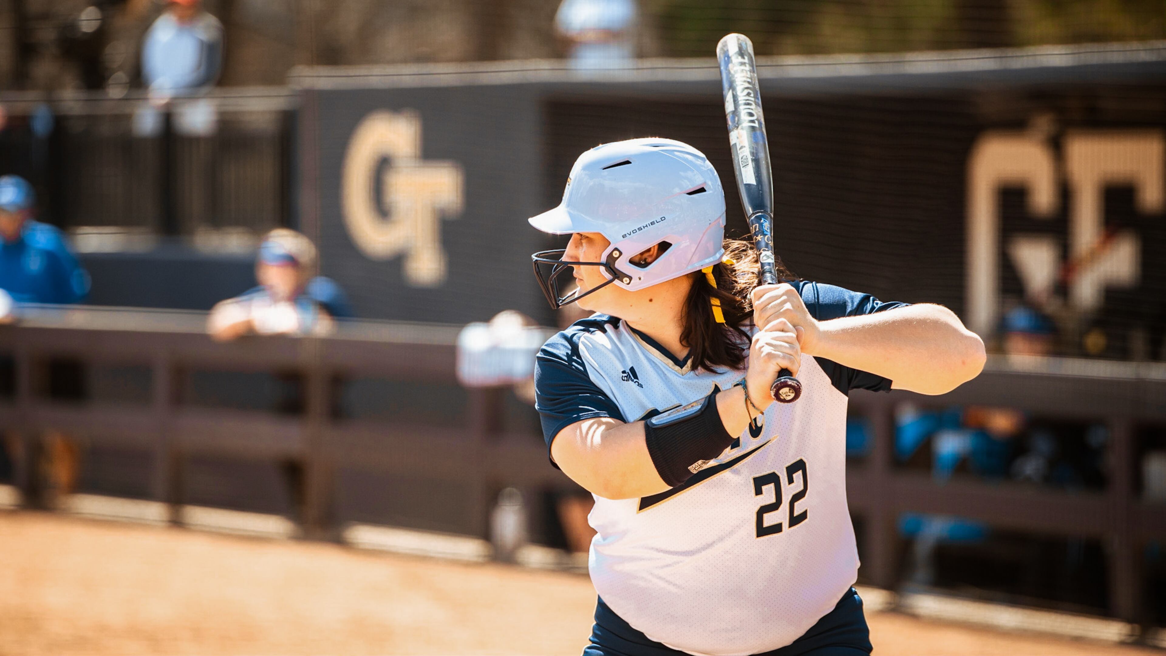 Georgia Tech first baseman Tricia Awald was named first-team All-ACC at the end of the 2022 regular season after hitting .397 with an on-base percentage of .579, which was fourth in Division I. (Georgia Tech Athletics)
