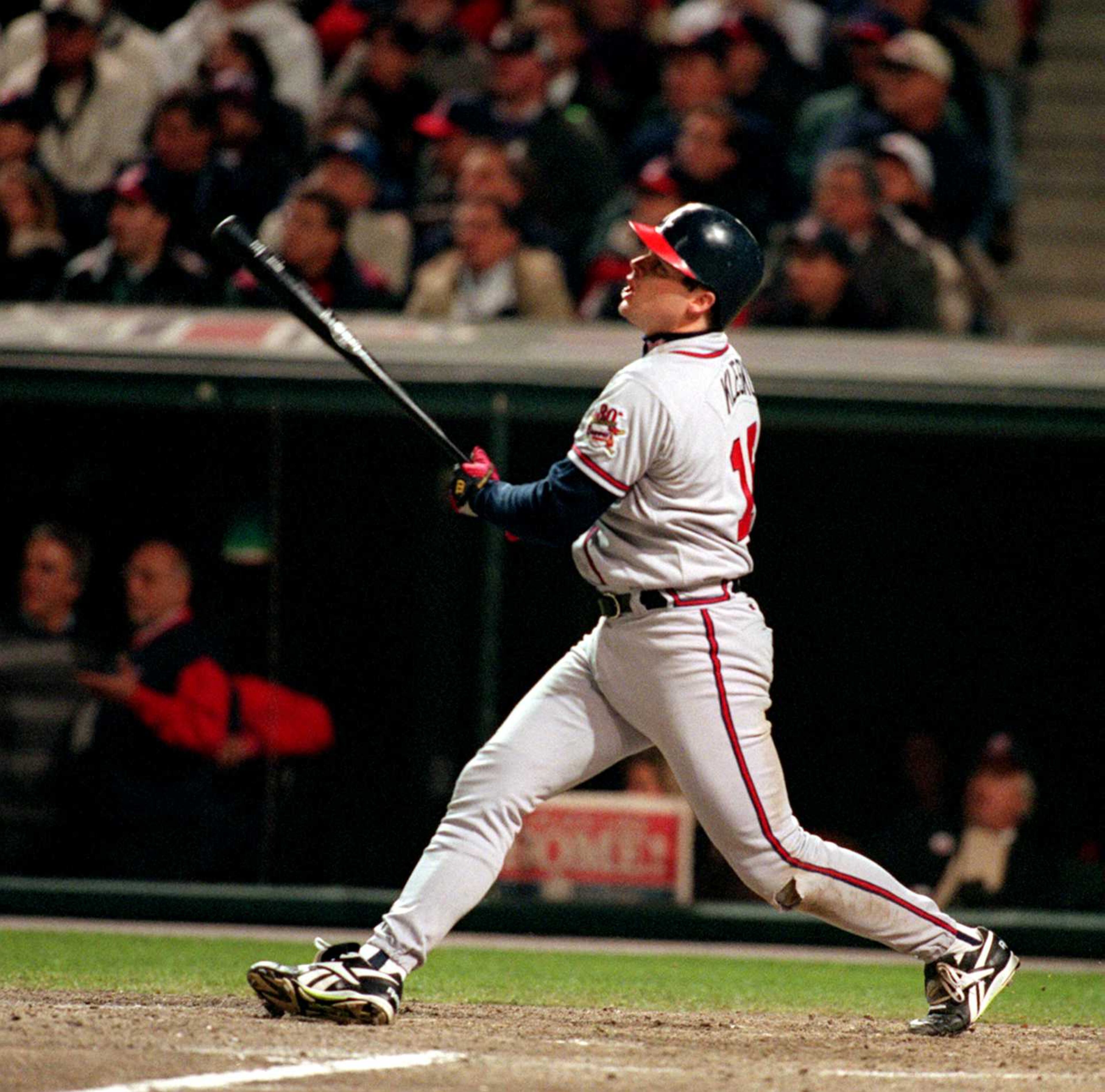 Ryan Klesko watches his Game 4 HR give the Braves the lead for good.