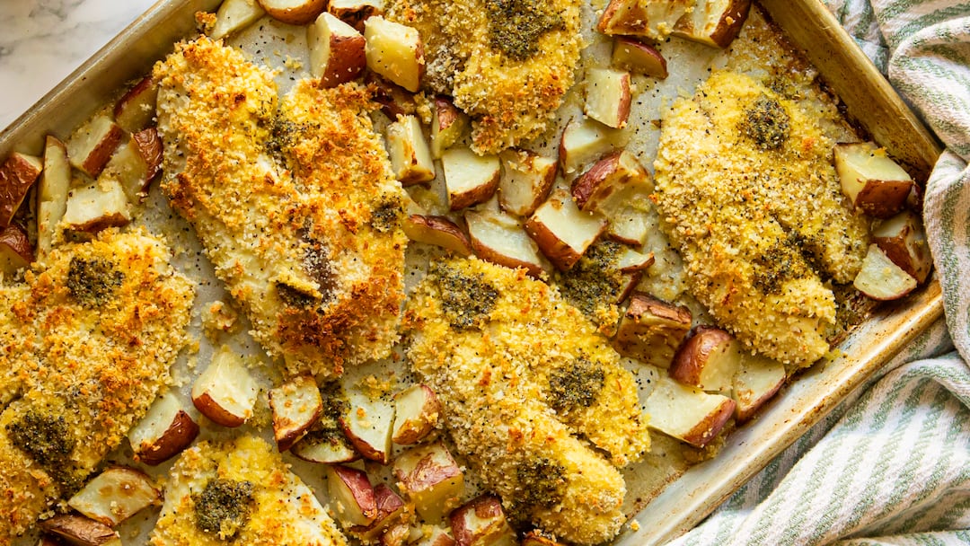 Make weeknight sheet pan fish and chips