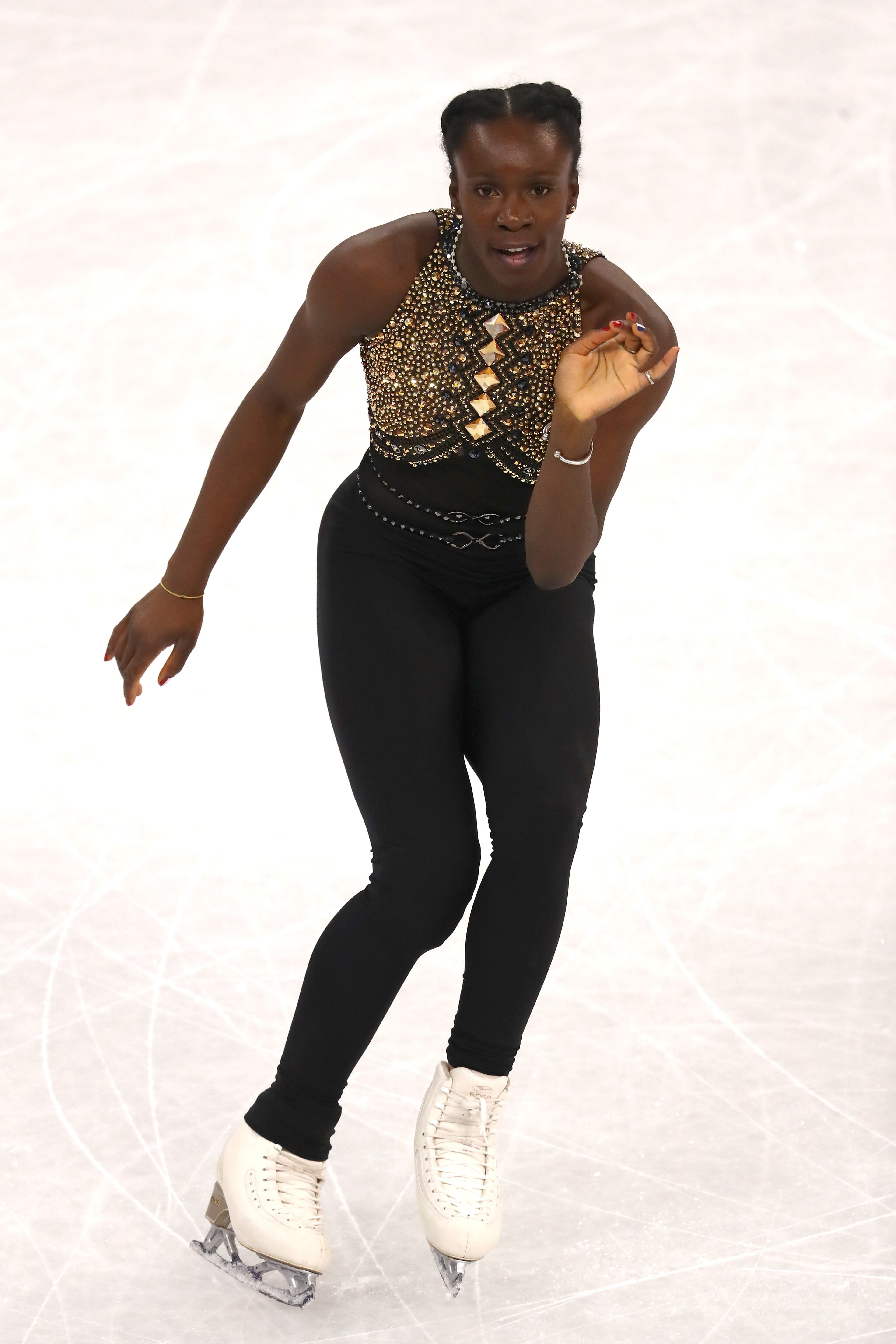 GANGNEUNG, SOUTH KOREA - FEBRUARY 21: Mae Berenice Meite of France competes during the Ladies Single Skating Short Program on day twelve of the PyeongChang 2018 Winter Olympic Games at Gangneung Ice Arena on February 21, 2018 in Gangneung, South Korea. (Photo by Dean Mouhtaropoulos/Getty Images)