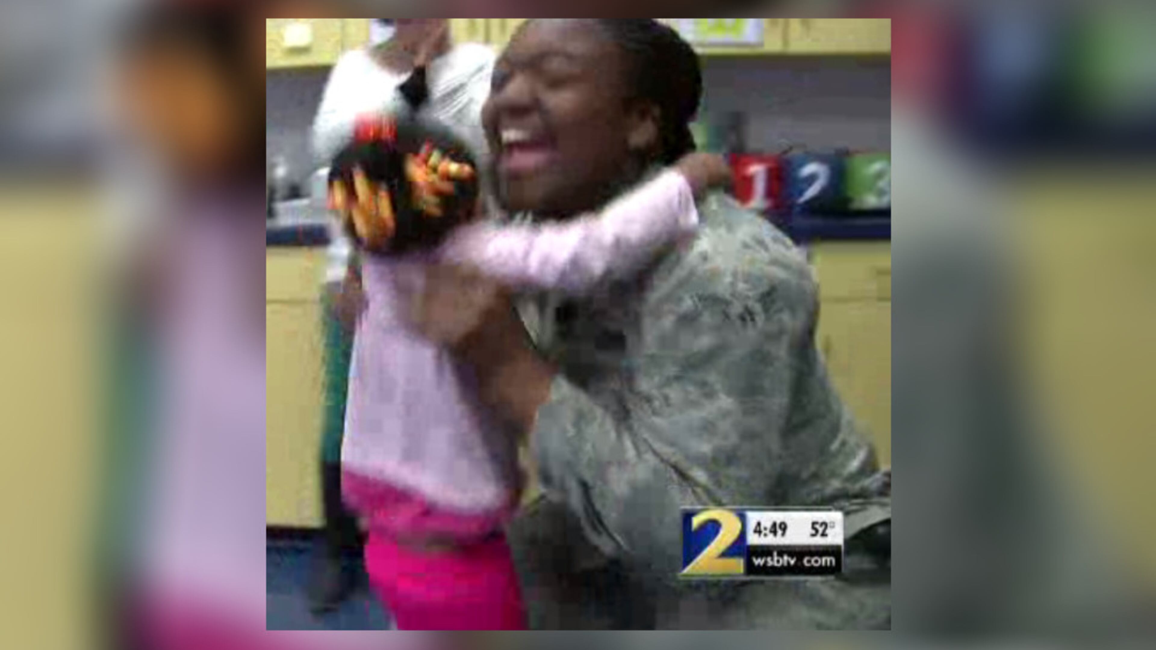 Monika Caffey surprised her 3-year-old daughter by coming home early from an 18-month deployment overseas.