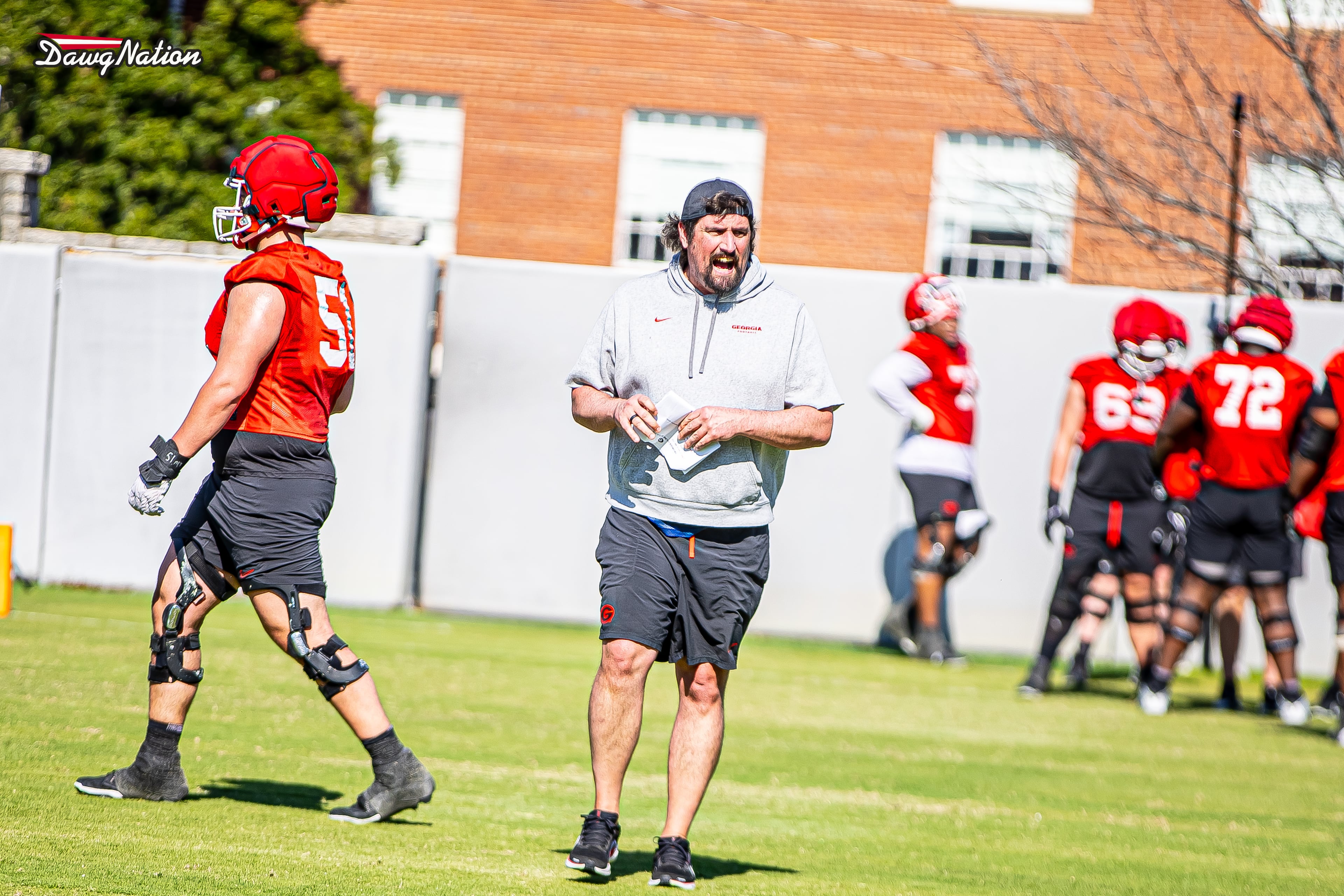 New UGA assistant Phil Rauscher takes part in the second day of spring practice in Athens, Georgia, on Thursday, March 19, 2026. (DawgNation staff photo)