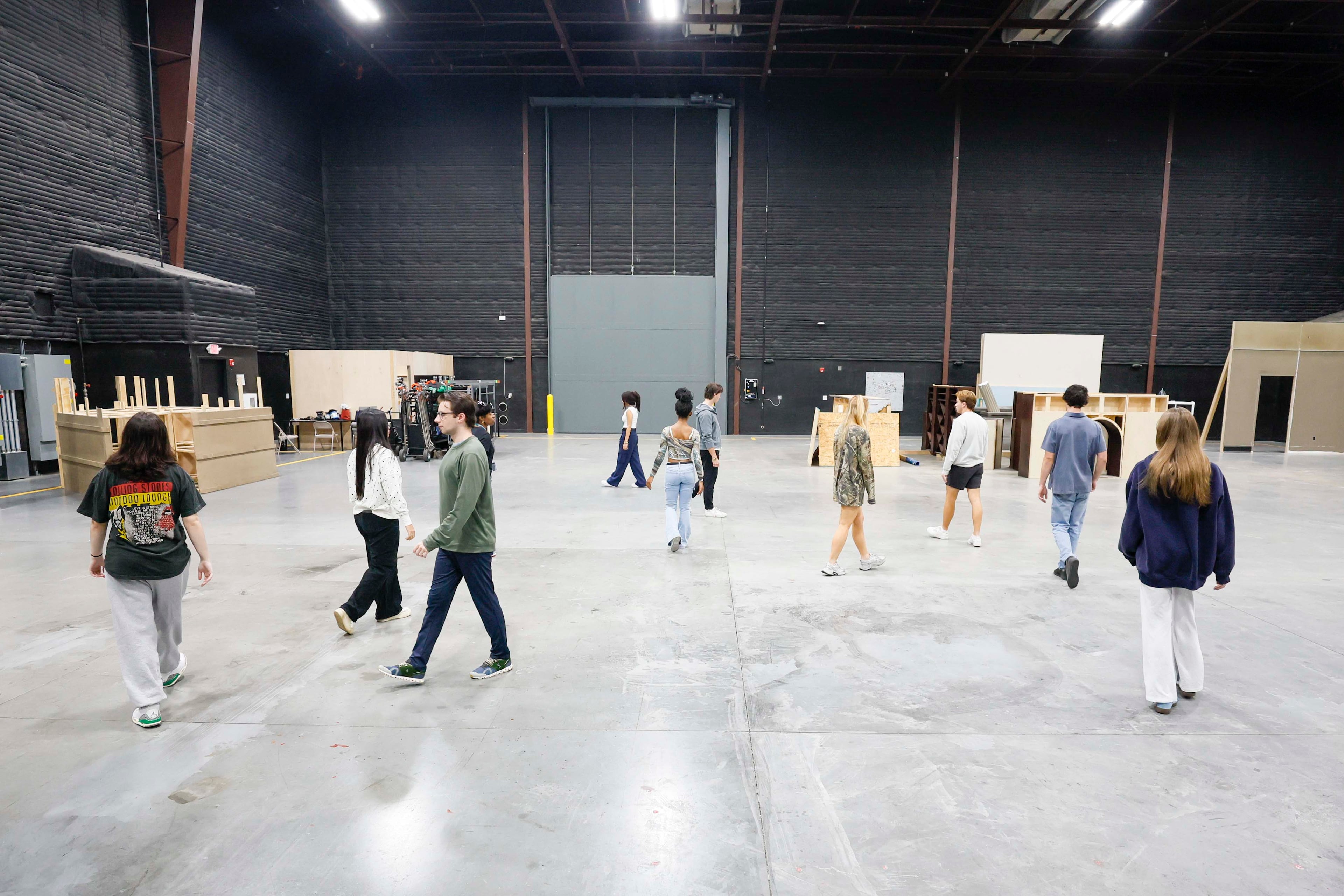 Clemson University students go through body and vocal warm-ups at Trilith Studios in Fayetteville on Thursday, Sep. 3, 2026. (Miguel Martinez/AJC)