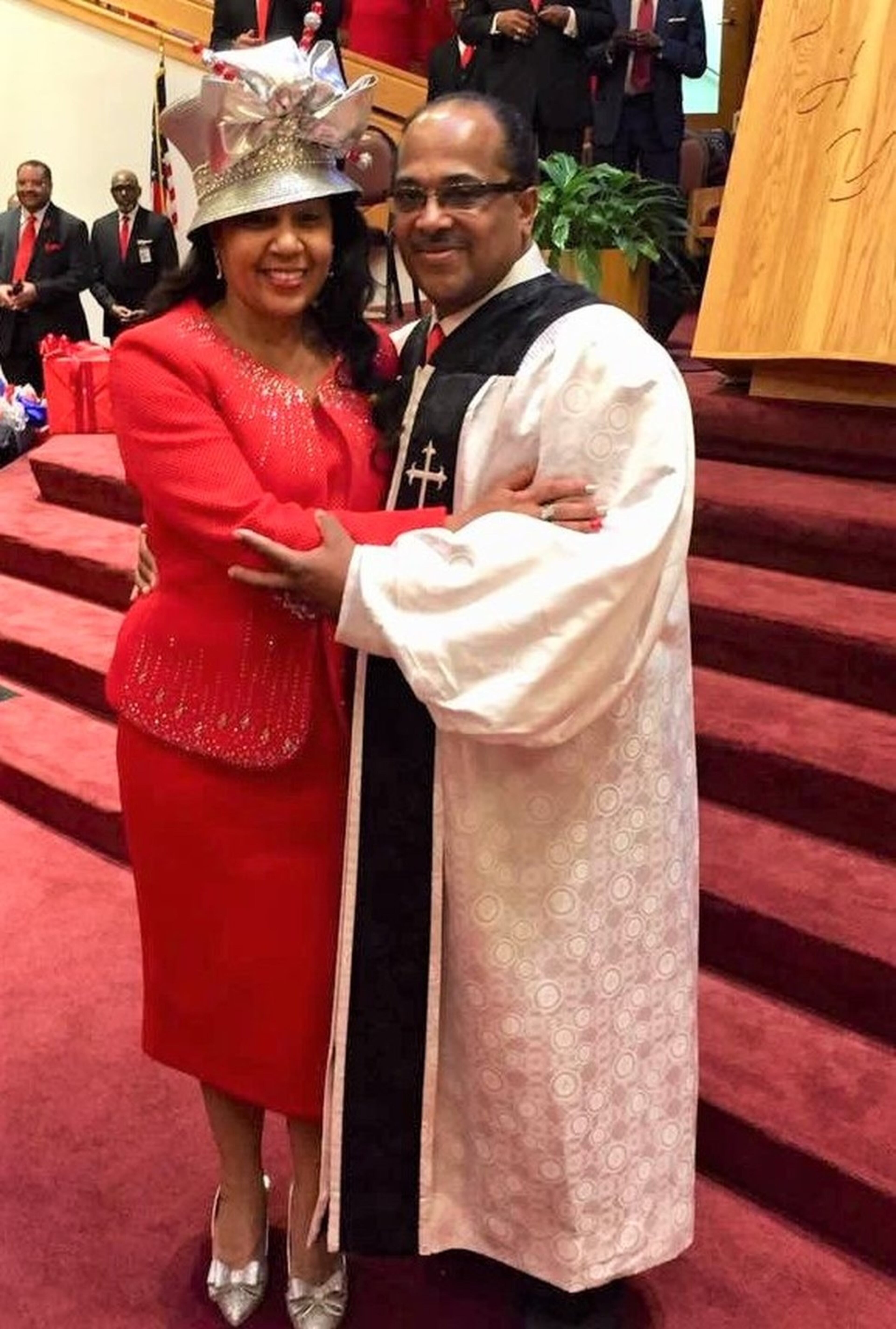 The Rev. Kenneth L. Alexander with his wife, Lisa Gilbert Alexander, after his consecration as the new pastor of Antioch Baptist Church North on March 31. CONTRIBUTED