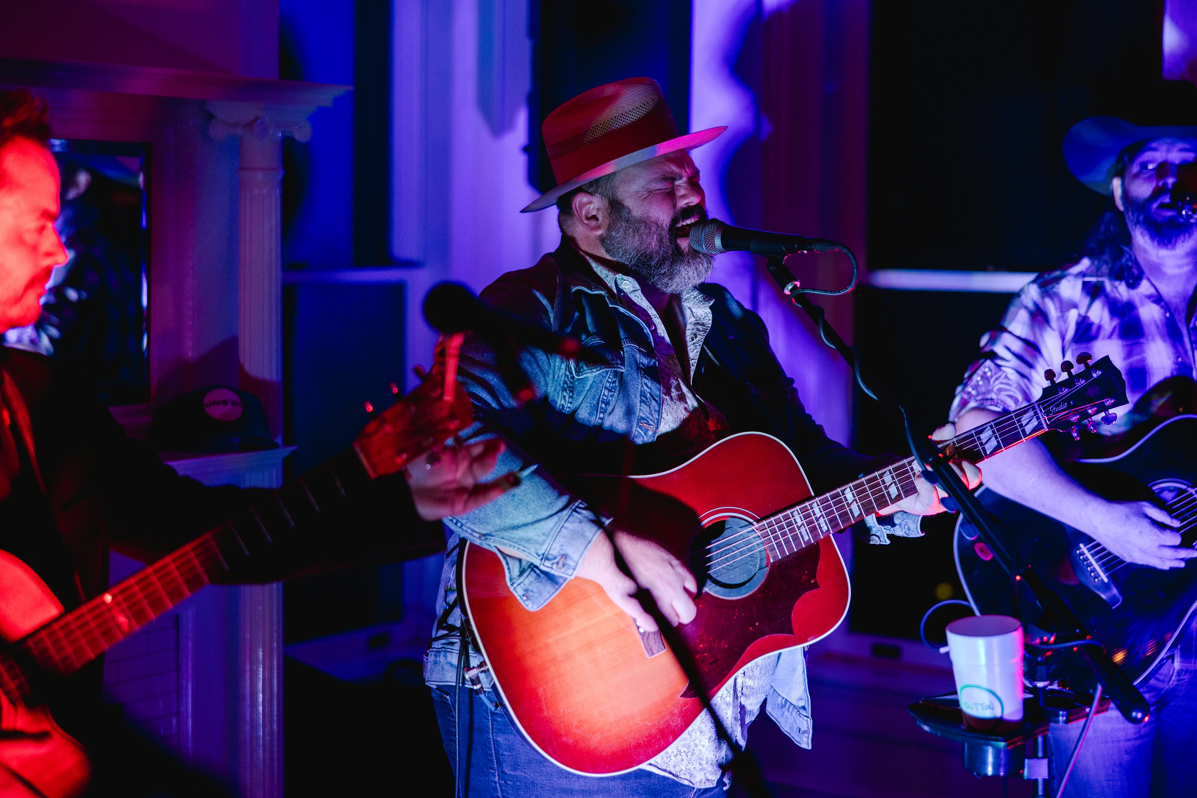 A band performs at Stracke's 2024 Masters Tournament party. Entertainment varies each year, with past events featuring both live bands and DJs.