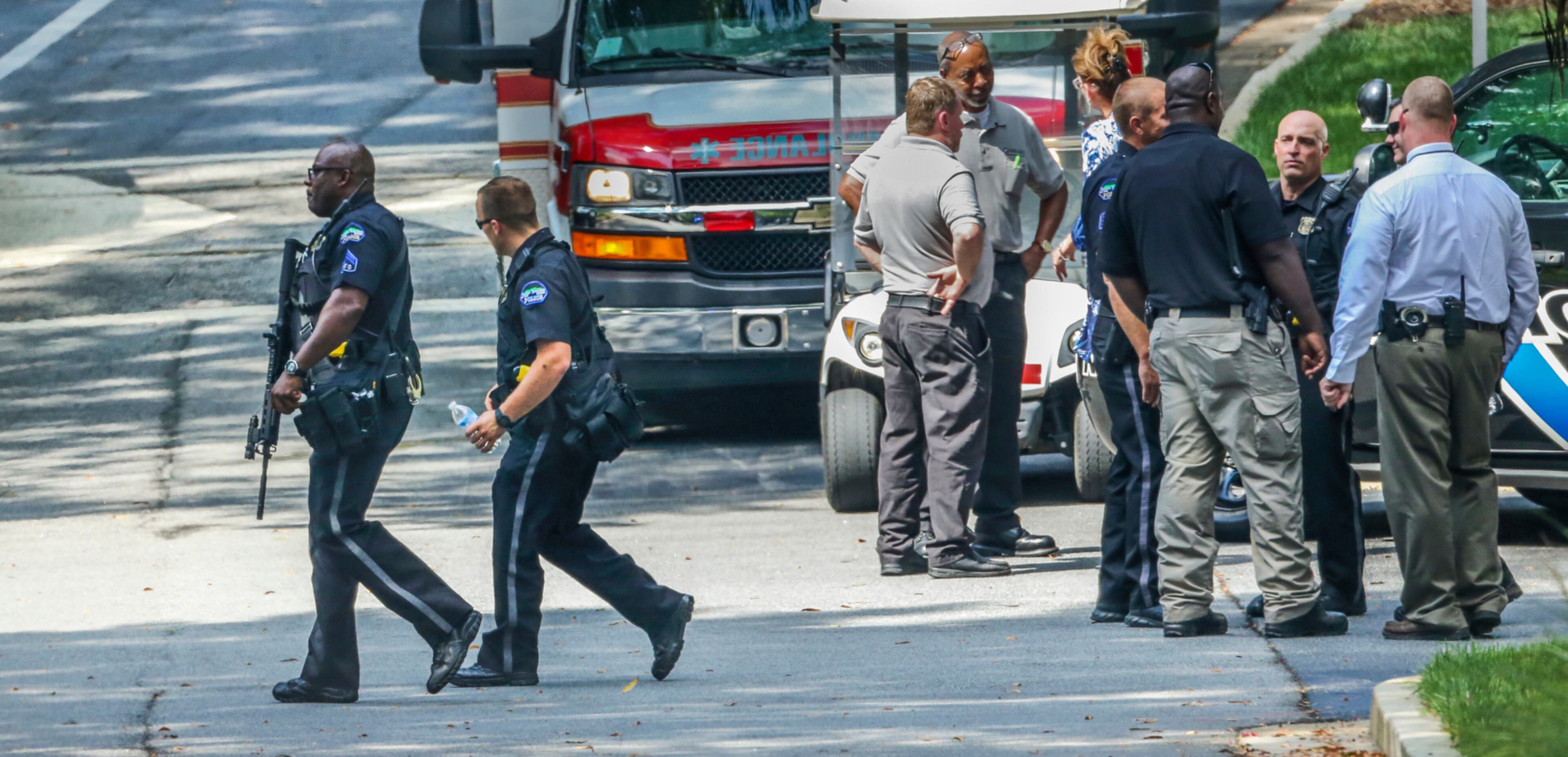 September 16, 2016 Sandy Springs : A report of shots fired at the Art Institute of Atlanta on Friday morning, Sept. 16, 2016 turned out to likely be an elevator door slamming shut, police said. Sandy Springs spokeswoman Forrest Bohannon said police responded to the campus at 6600 Peachtree-Dunwoody Road shortly after 10:30 a.m., when they received a 911 call. Police evacuated the building as a precaution but found no active shooter nor any indication of shots fired. "It's possible that during a power outage the fire alarm went off and closed the metal doors in the building, which sounded like gunfire," Bohannon said. By 12:30 p.m., the building was cleared and staff were escorted back inside. JOHN SPINK /JSPINK@AJC.COM
