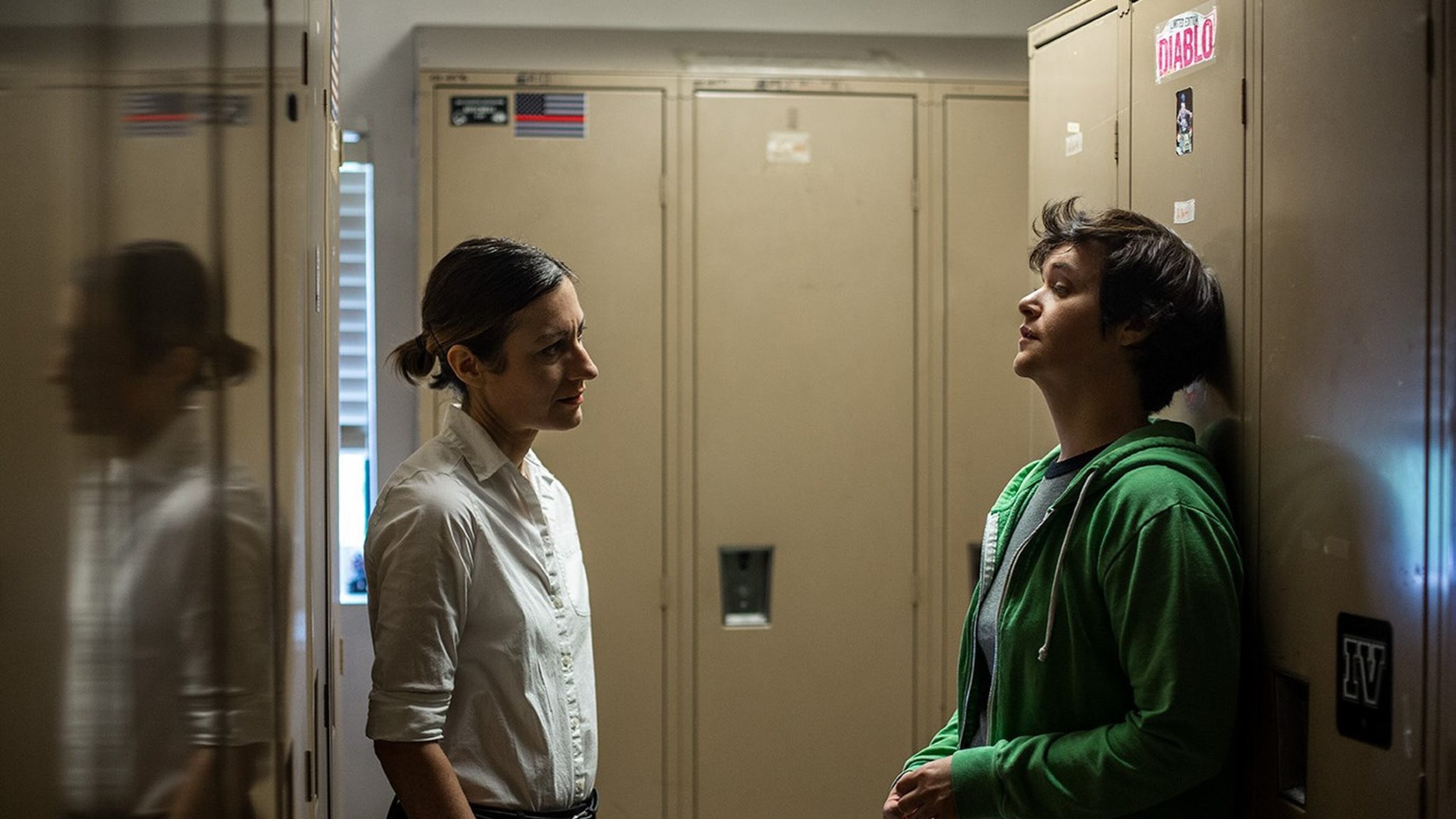 Theatrical Outfit’s drama “Safety Net” features Daryl Lisa Fazio (left, who also wrote the play) and Rhyn McLemore Saver. CONTRIBUTED BY JERRY SIEGEL