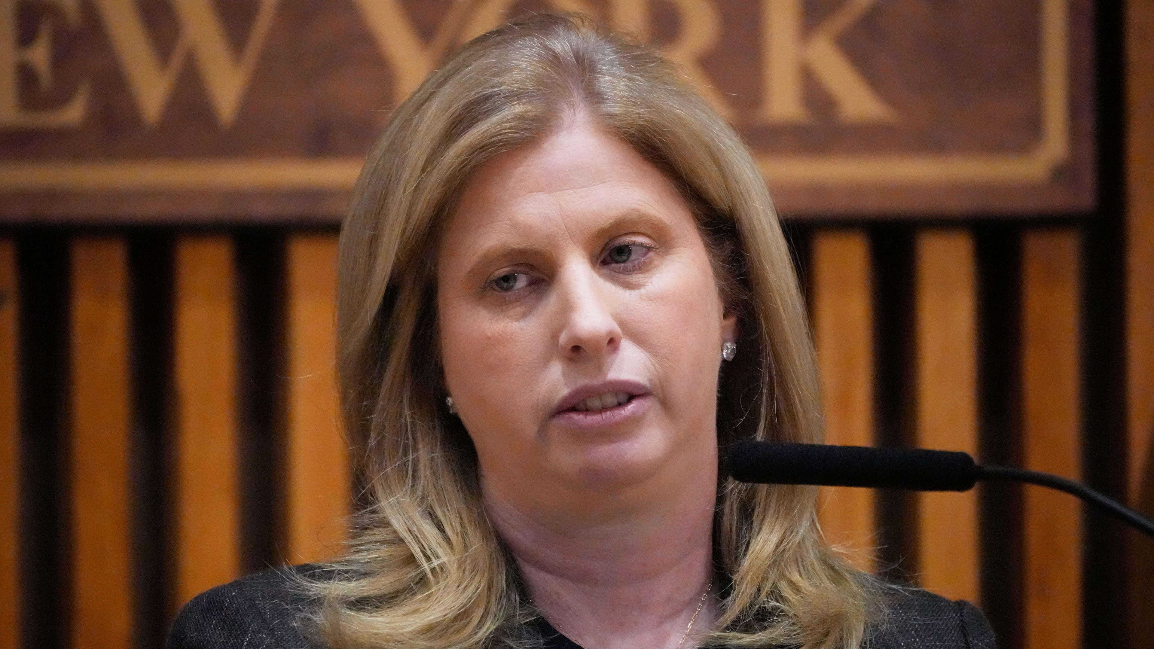 FILE - New York Police Commissioner Jessica Tisch speaks during a news conference in New York, on March 9, 2026. (AP Photo/Seth Wenig, File)