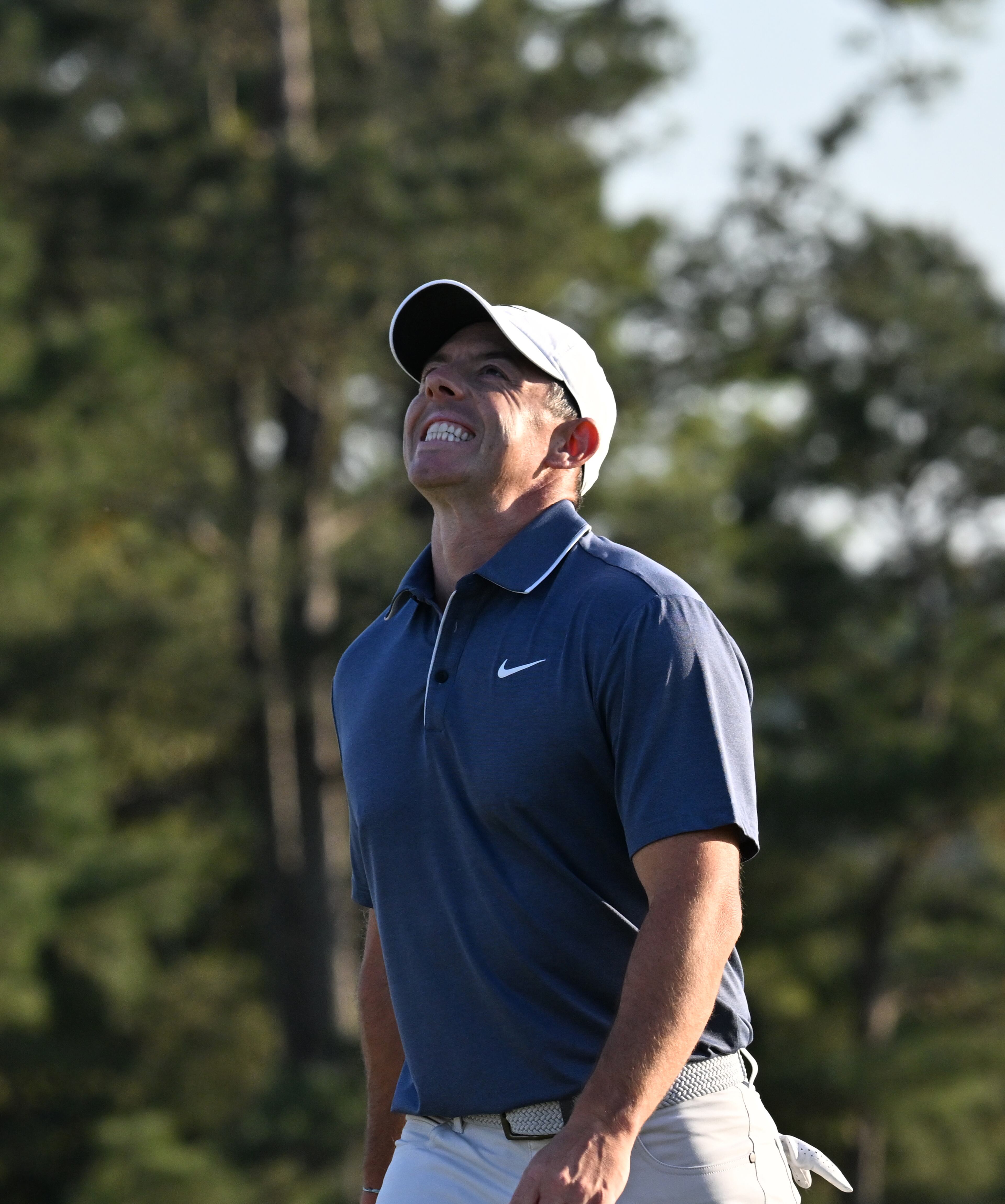 Rory McIlroy reacts to bogey putt on 18th hole during final round of the Masters golf tournament, at Augusta National Golf Club, Sunday, April 13, 2025, in Augusta, Ga. (Hyosub Shin / AJC)