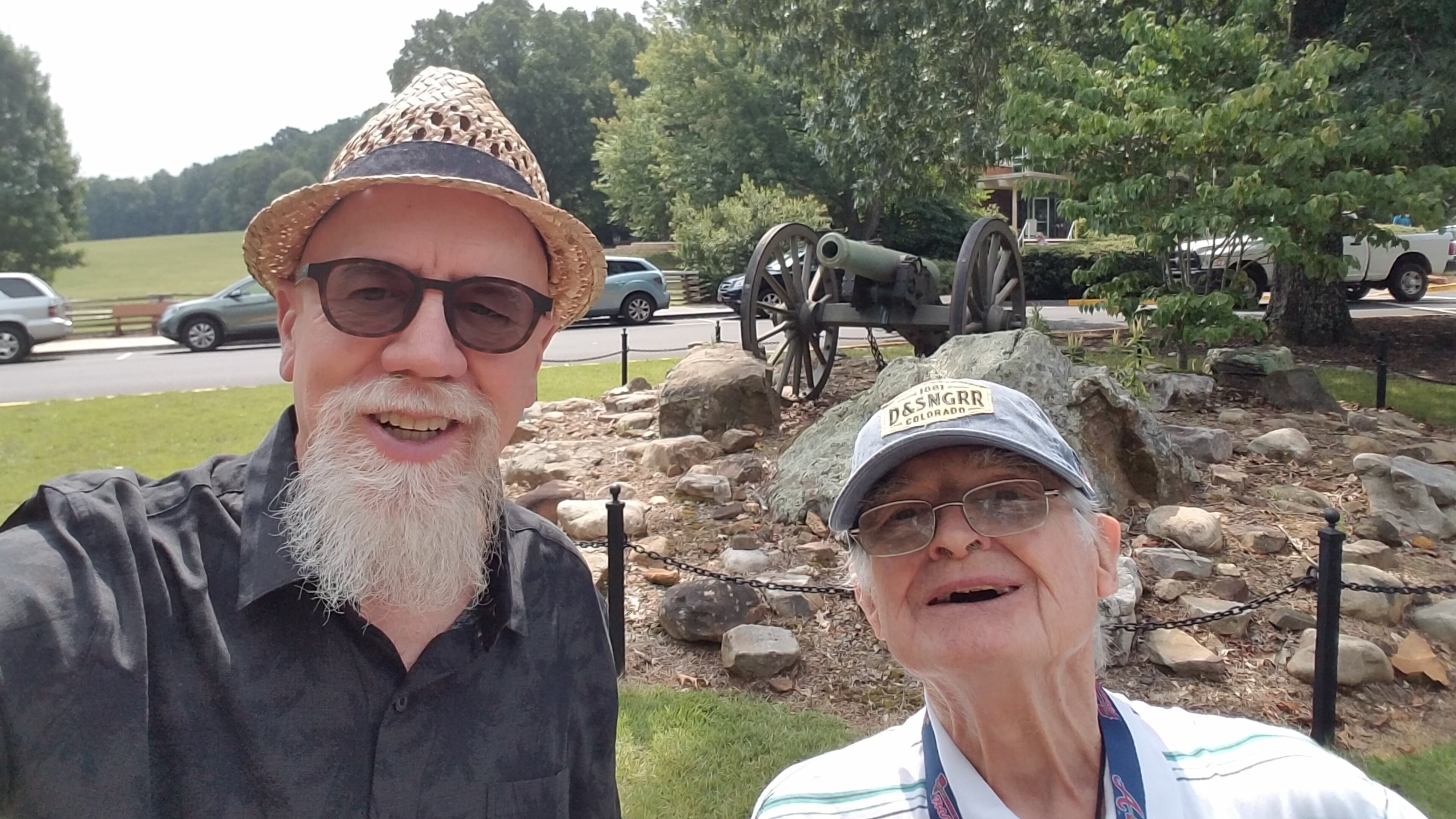Russell Spornberger (left) and Bill Jackson enjoy a day at Kennesaw Mountain on Jackson's 85th birthday in 2019. The two friends shared a love of history and took many daytrips around Atlanta, visiting parks, museums and historical sites. Courtesy of Russell Spornberger.