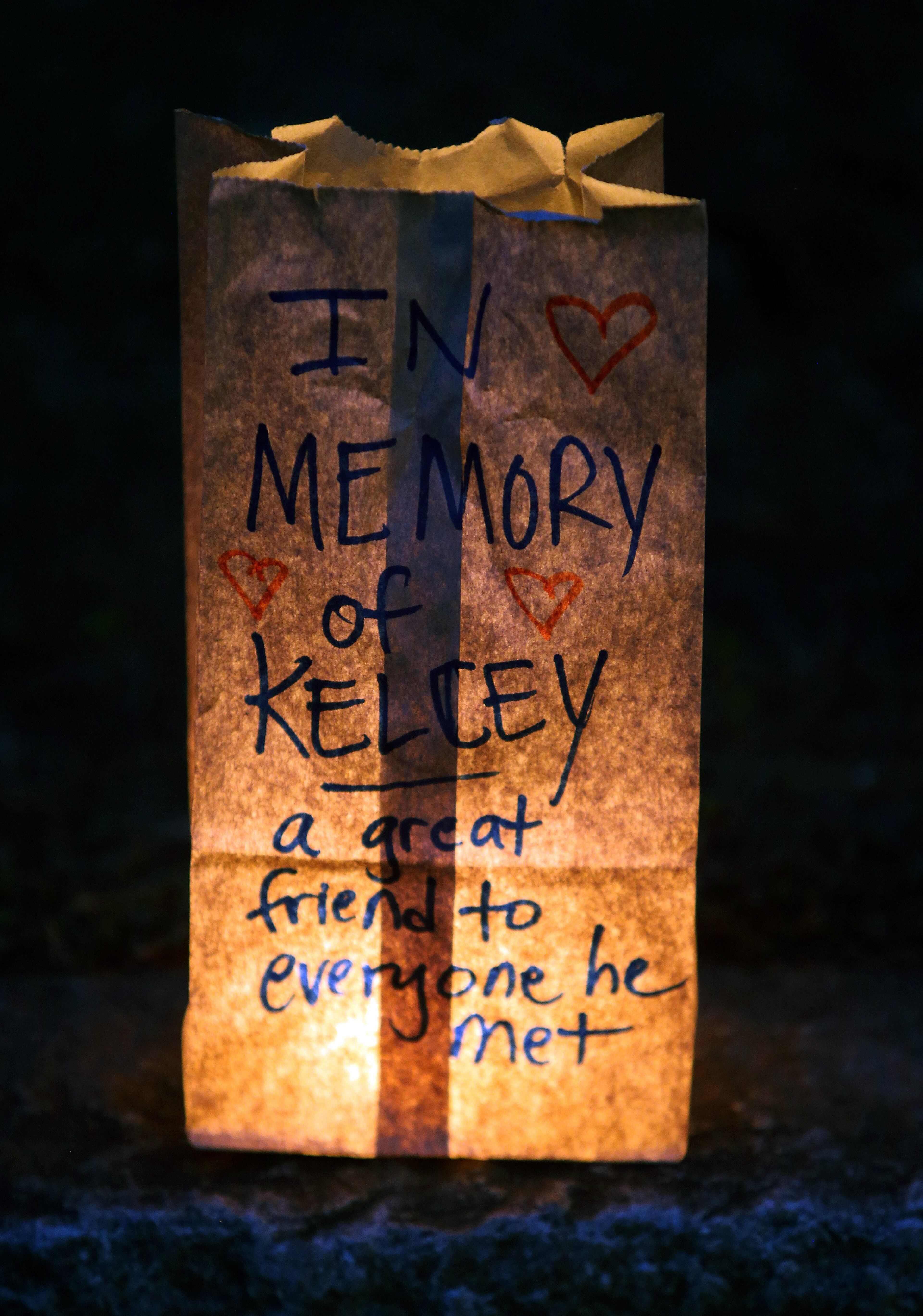 Neighbors spent the afternoon decorating bags before a candle light vigil for Kelcey "Skeet" Thornton at the spot in the Peoplestown neighborhood of Atlanta where he was shot and killed Sunday evening. Family, friends and neighbors held a vigil for the man Tuesday evening March 11, 2014.