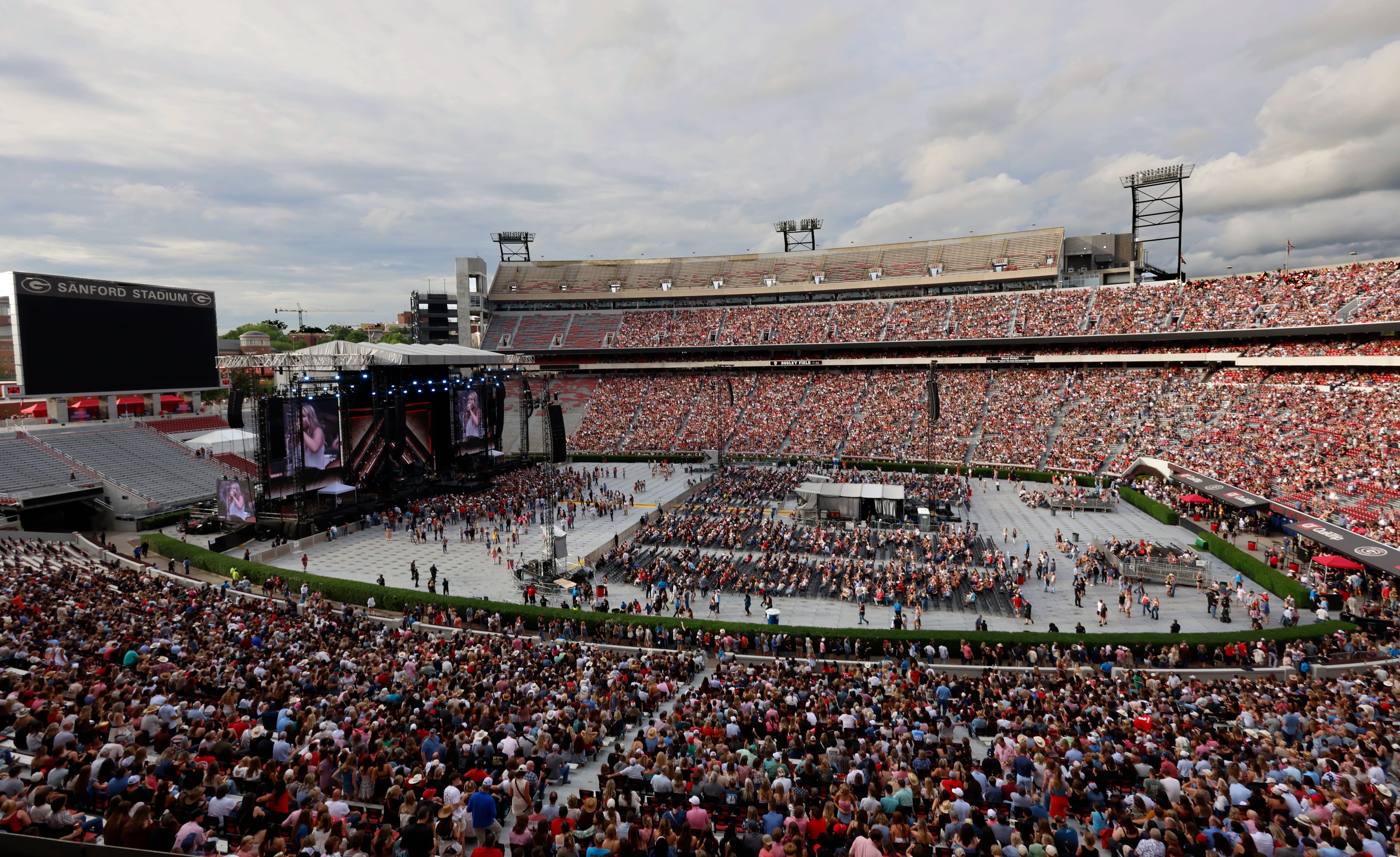 Sanford Stadium, home to the University of Georgia football team, was sold out with fans eager to see Georgia natives Jason Aldean and Luke Bryan join fellow award-winning artists Zach Top and Lauren Alaina perform for the first "Live Between the Hedges Concert Presented by PruittHealth" on Saturday, April 25, 2026, in Athens. (Akili-Casundria Ramsess/EyeAkili Media)