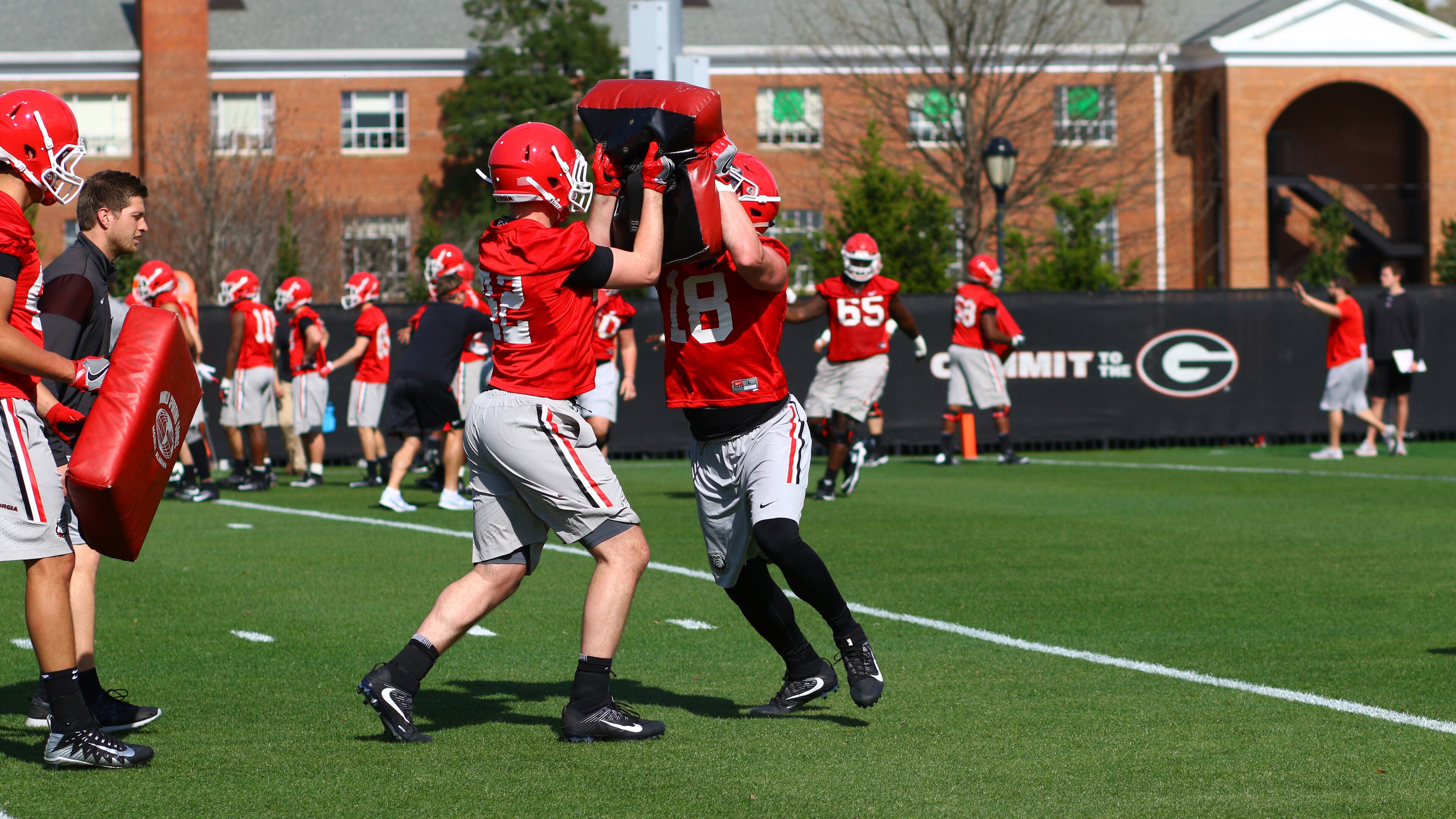 Georgia during the Bulldogs' spring practice session on the Woodruff Practice Fields in Athens, Ga., on Tuesday, Mar. 20, 2018. (Photo by Steffenie Burns)