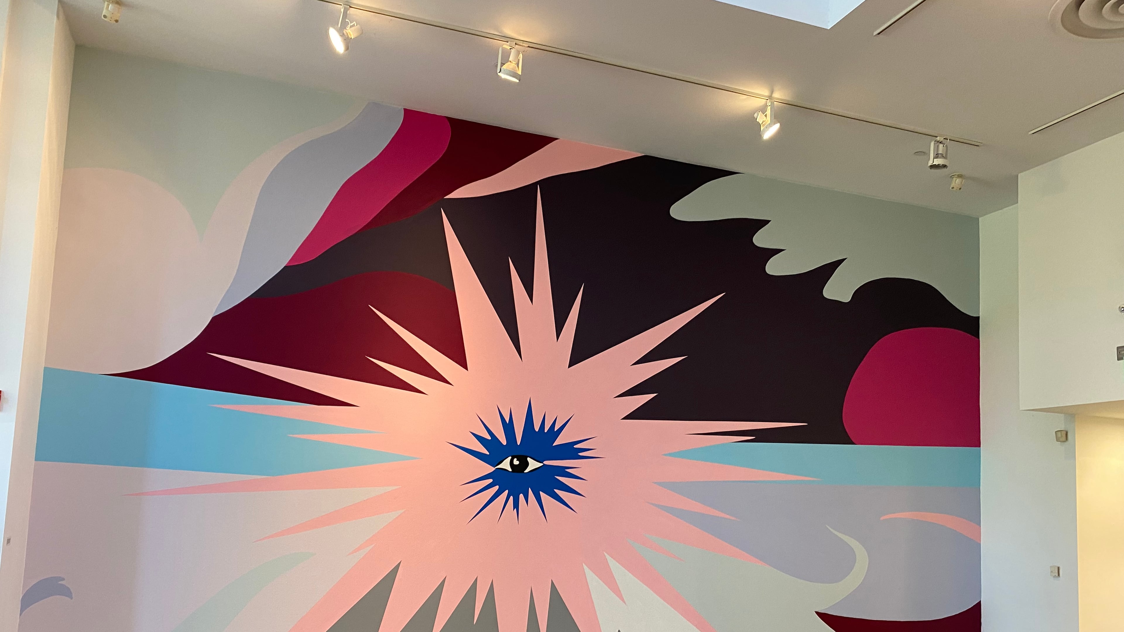 Lacey Longino's reproduction of a mural by Ayé Aton is part of an exhibit at the Emory University Visual Arts Gallery. (Photo by Jerry Cullum)
