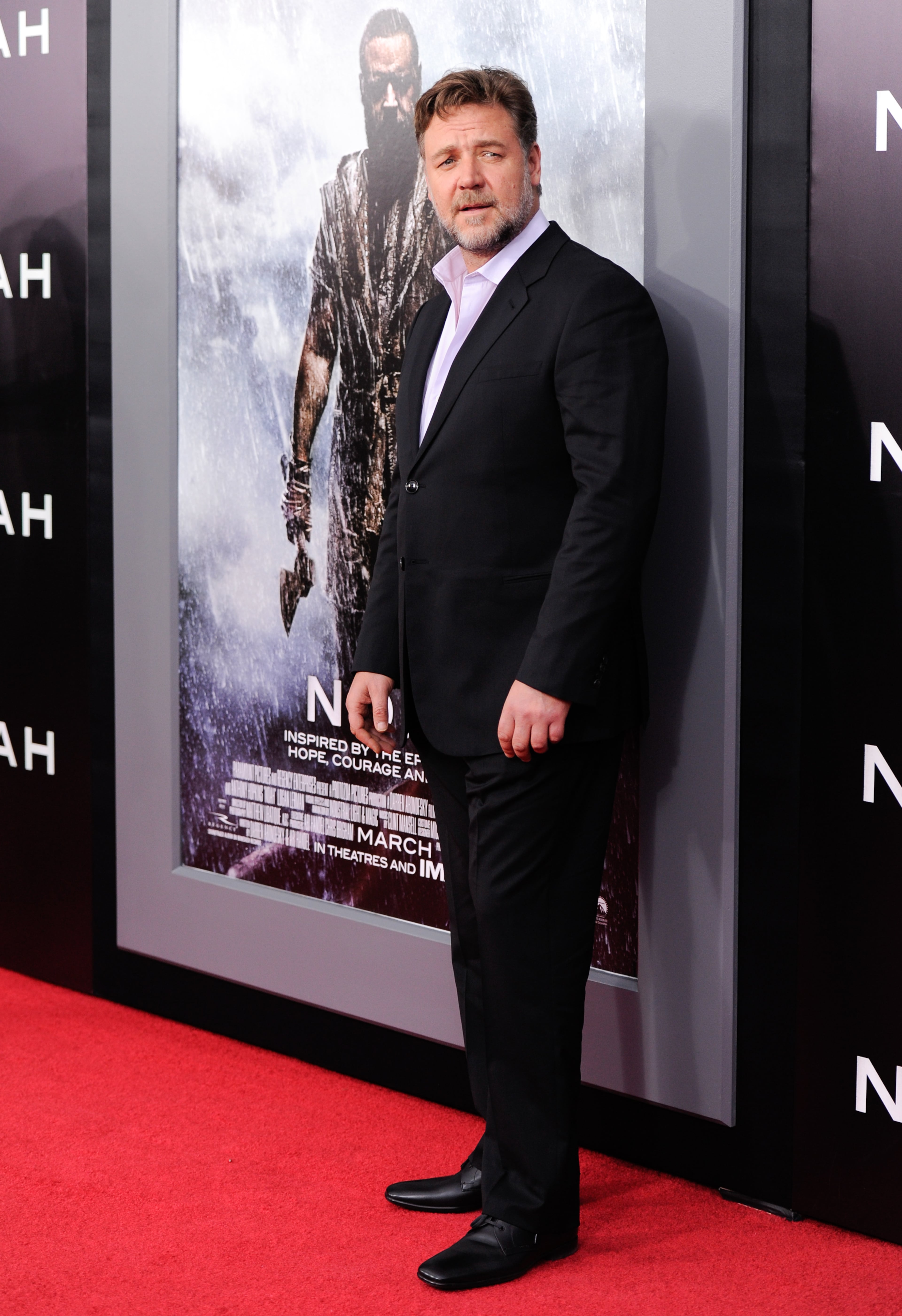 Actor Russell Crowe attends the premiere of "Noah" at the Ziegfeld Theatre on Wednesday, March 26, 2014, in New York. (Photo by Evan Agostini/Invision/AP)