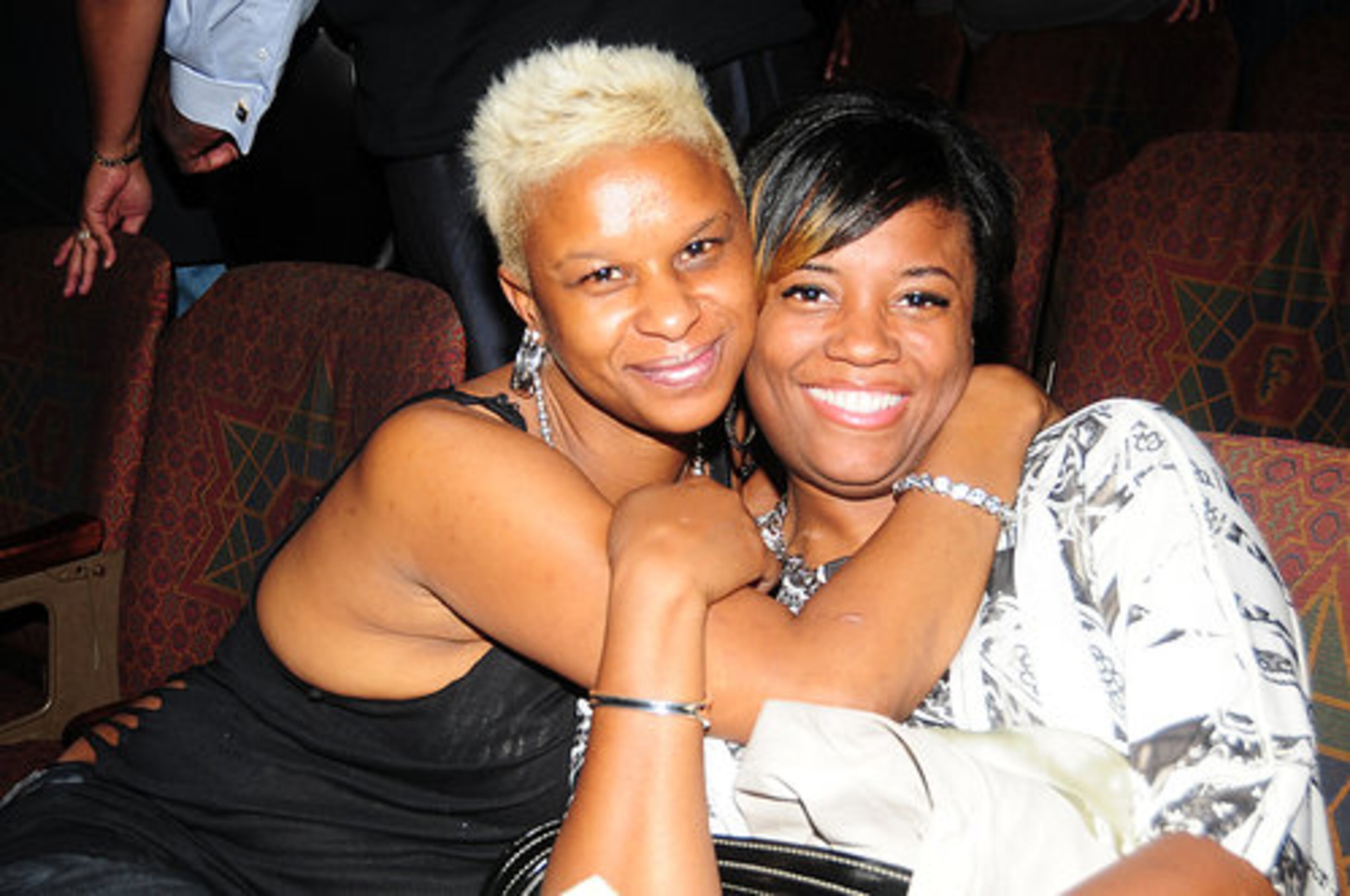 Friends Tracy Watkins and Winona Davis take a photo after the 'Men of Soul' show at the Fox Theatre.