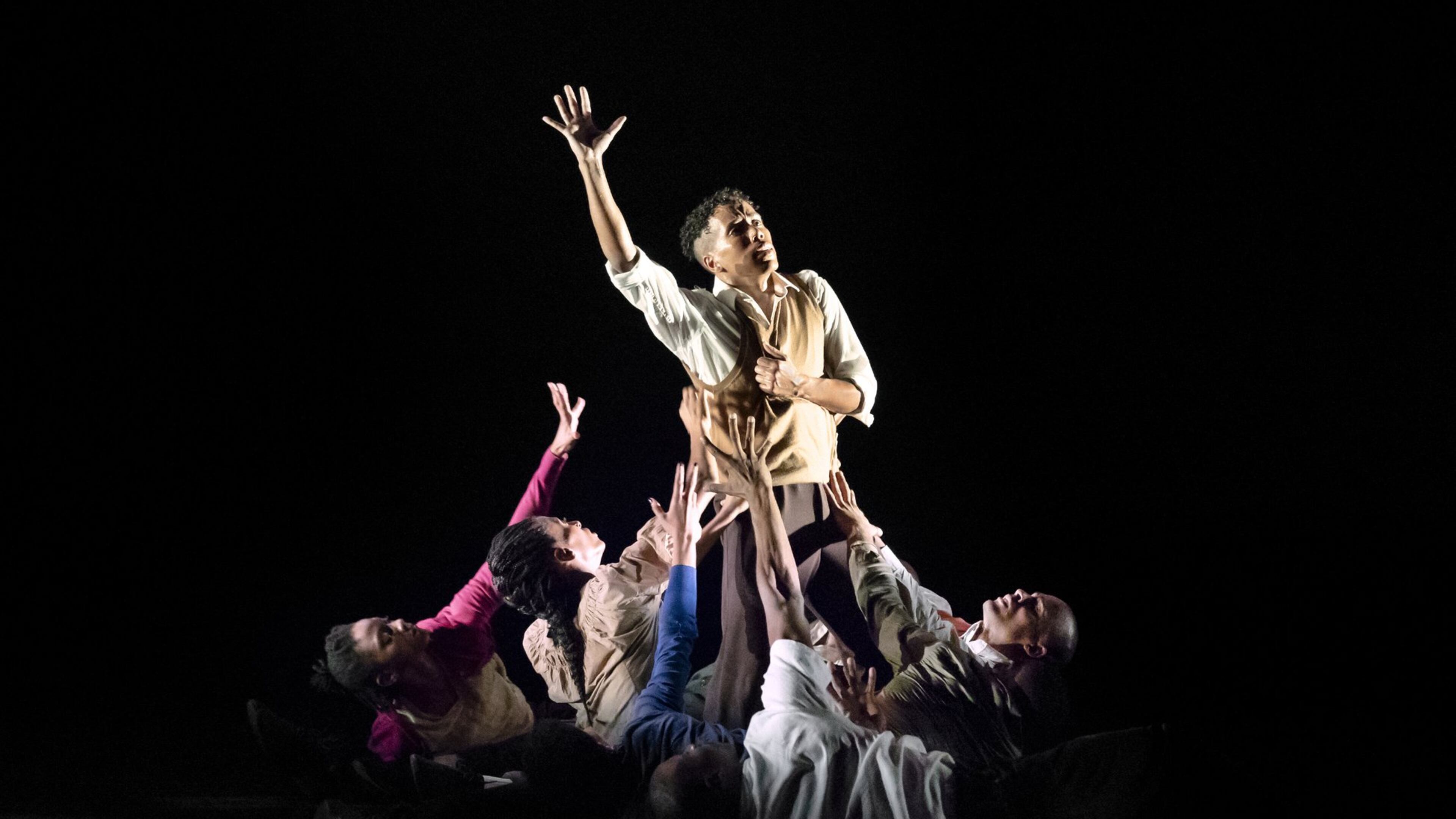 The dancers of Alvin Ailey American Dance Theatre perform in Rennie Harris Lazarus. Photo: Paul Kolnik