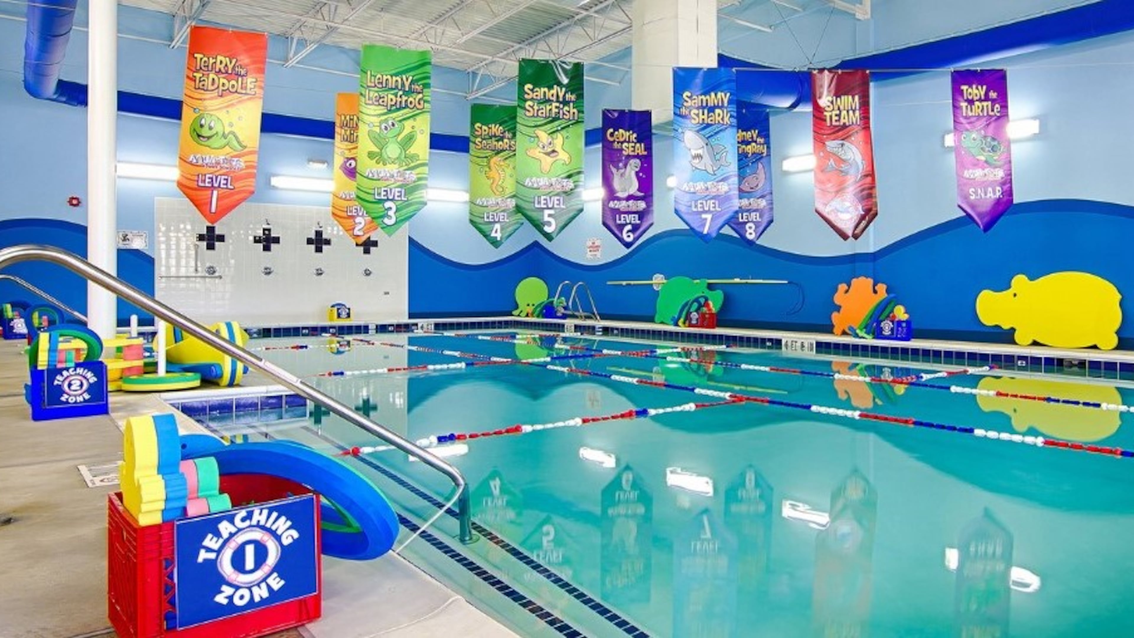 Aqua-Tots Swim School will open in early June at 5566 Chamblee Dunwoody Road, Dunwoody, with indoor, year-round swim lessons for children ages four months to 12 years. (Courtesy of Aqua-Tots)